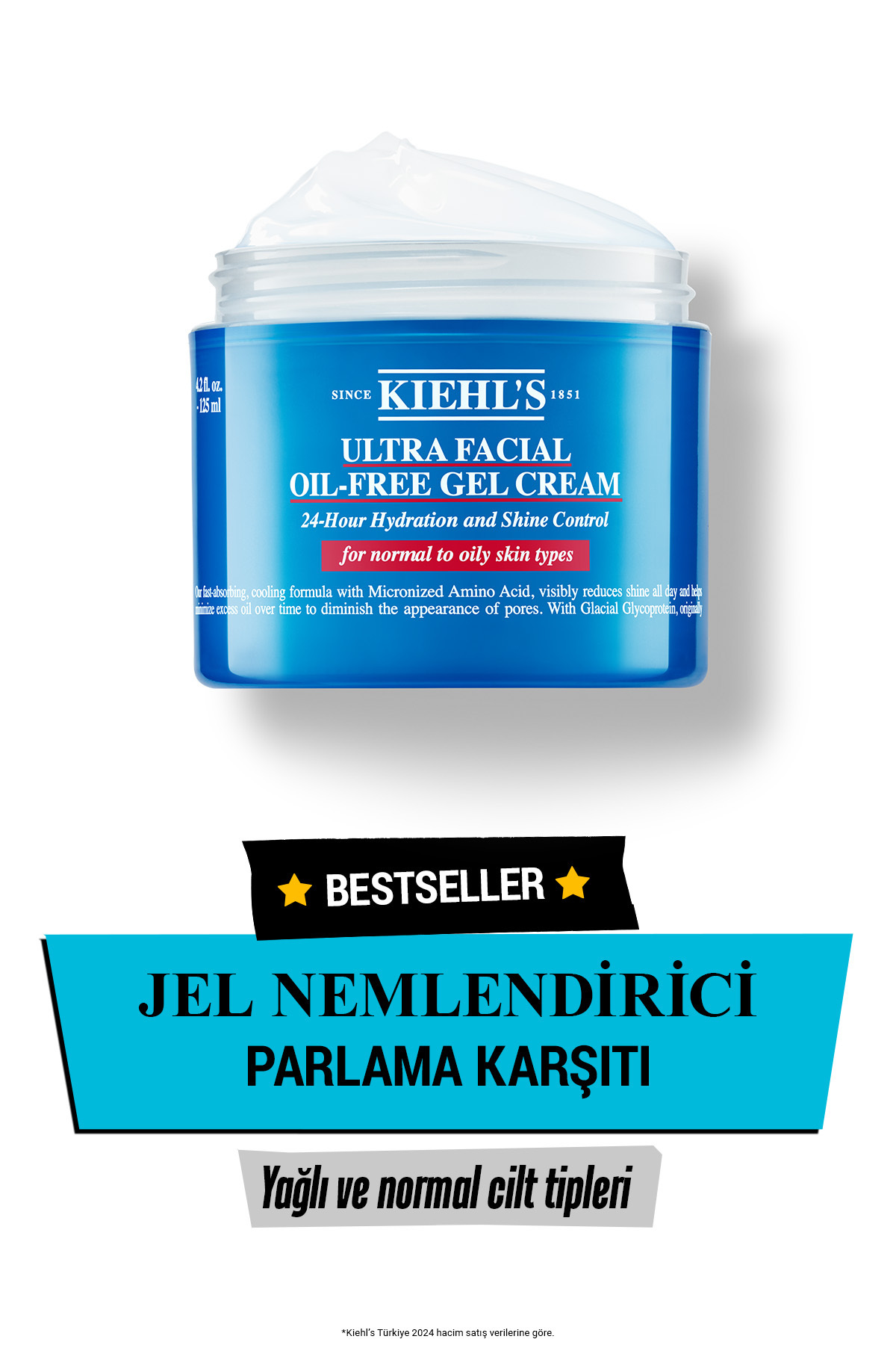 Kiehl's Yağlı ve Normal Ciltler İçin Parlamayı Azaltan, Ferahlatıcı ve Nemlendirici Jel 125ml
