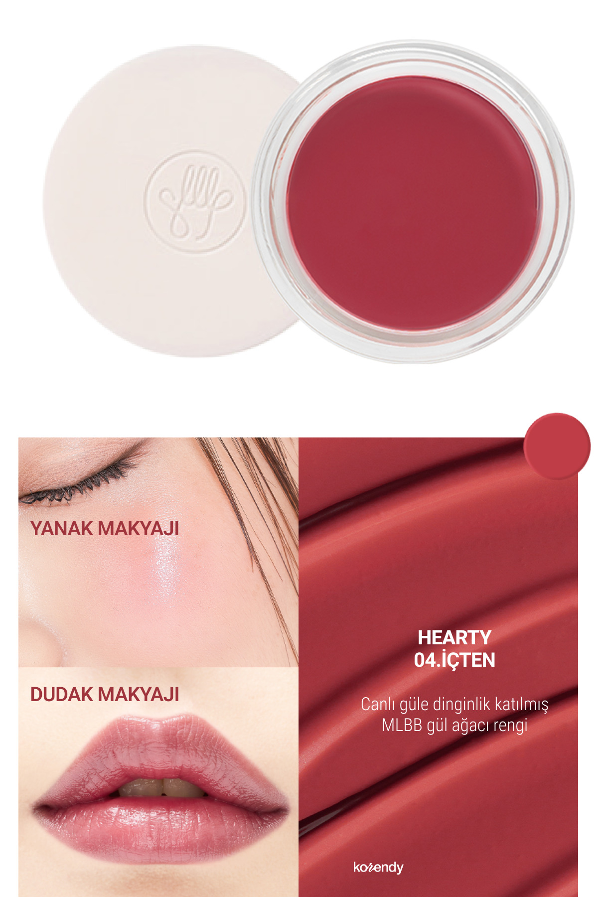 Son & Park Color Balm - Saten Parlak Dokulu Çok Amaçlı Dudak ve Yanak Makyajı Balmı 4g #04 HEARTY