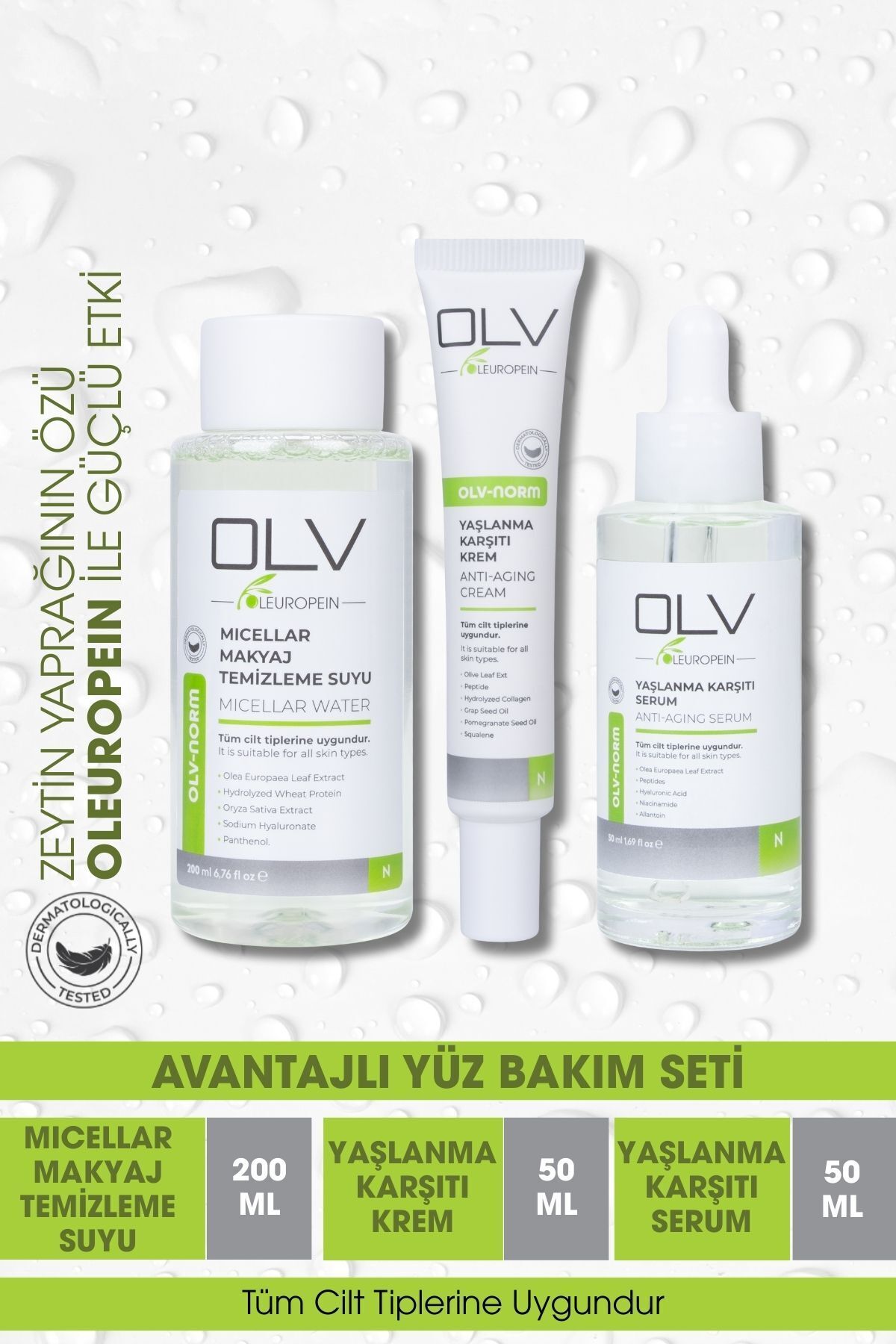 OLV Norm Avantajlı Yüz Bakım Seti (Misel Su+Yüz Nemlendiricisi+Cilt Serumu)