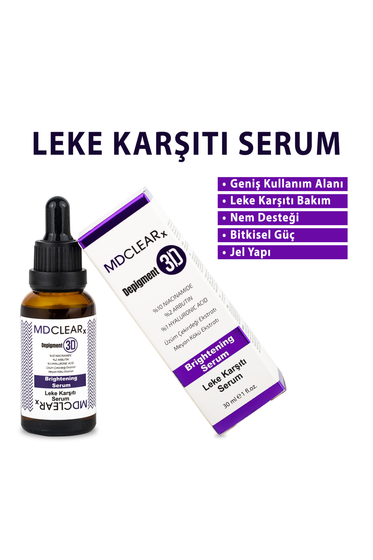 MDCLEARx "DEPİGMENT 3D" LEKE KARŞITI AYDINLATICI SERUM