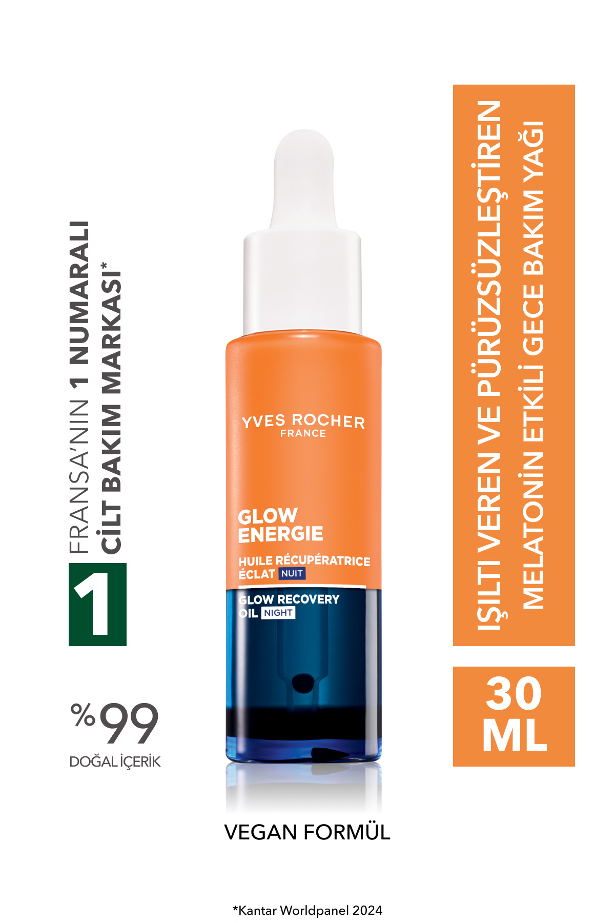 Yves Rocher Solgun Ciltler İçin Işıltı Veren Antioksidan Melatonin Etkili Gece Bakım Yağı 30ML