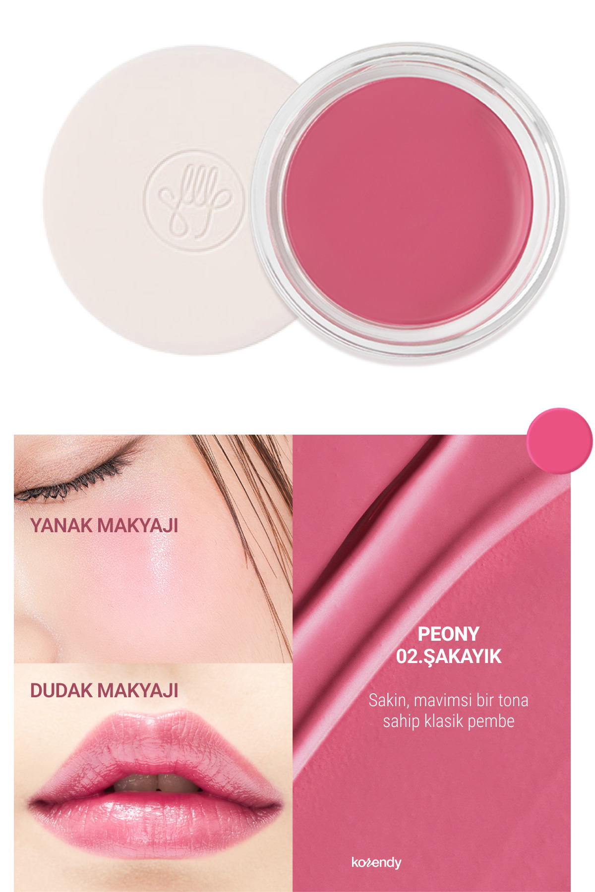 Son & Park Color Balm - Saten Parlak Dokulu Çok Amaçlı Dudak ve Yanak Makyajı Balmı 4g #02 PEONY