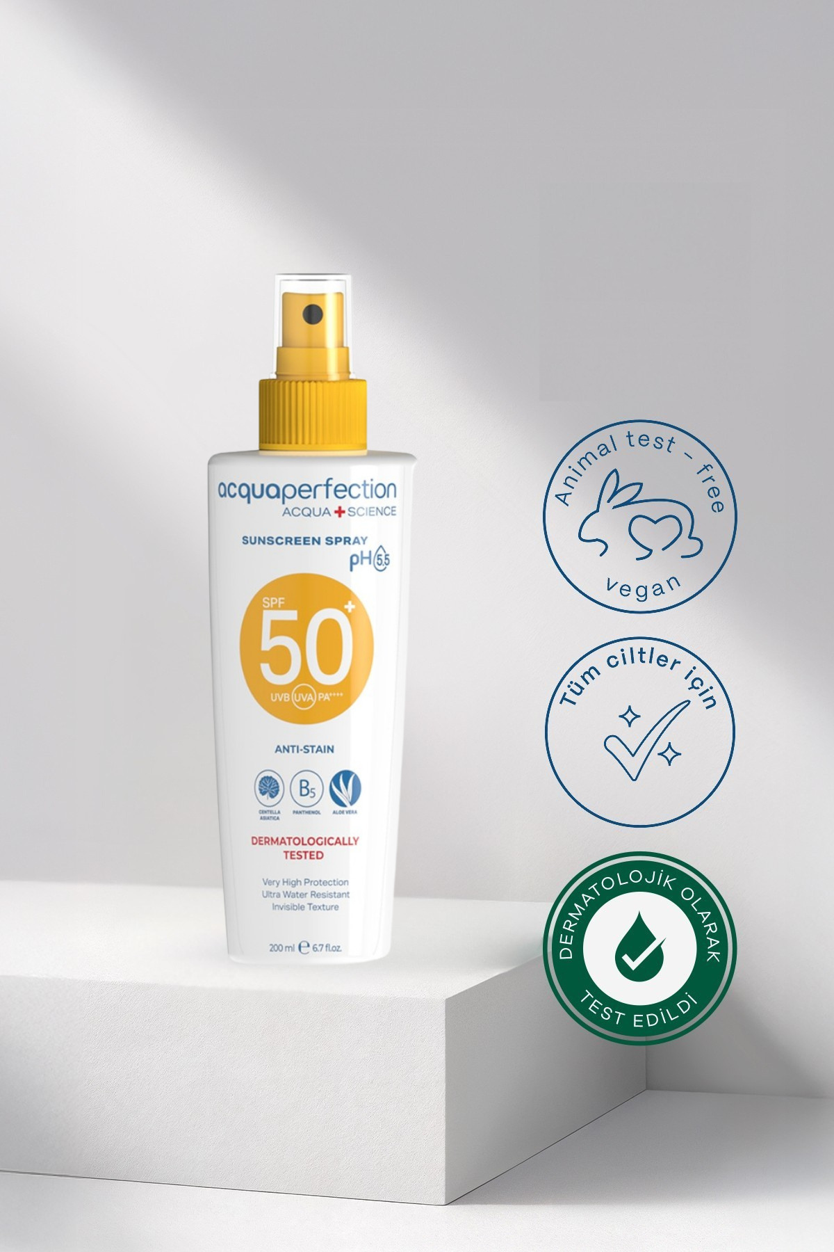 Acqua Perfection ACQUA PERFECTİON GÜNEŞ KORUYUCU SPREY SPF50 200ML UVA UVB KORUMASI. SUYA DAYANIKLI. LEKE ÖNLEYİCİ-