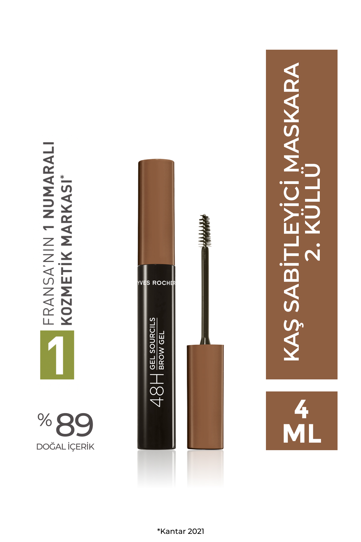 Yves Rocher Kaşlarını 48 Saat Boyunca Sabitleyici, Şekillendirici ve Boşukları Doldurucu KÜLLÜ Maskara 4 Ml
