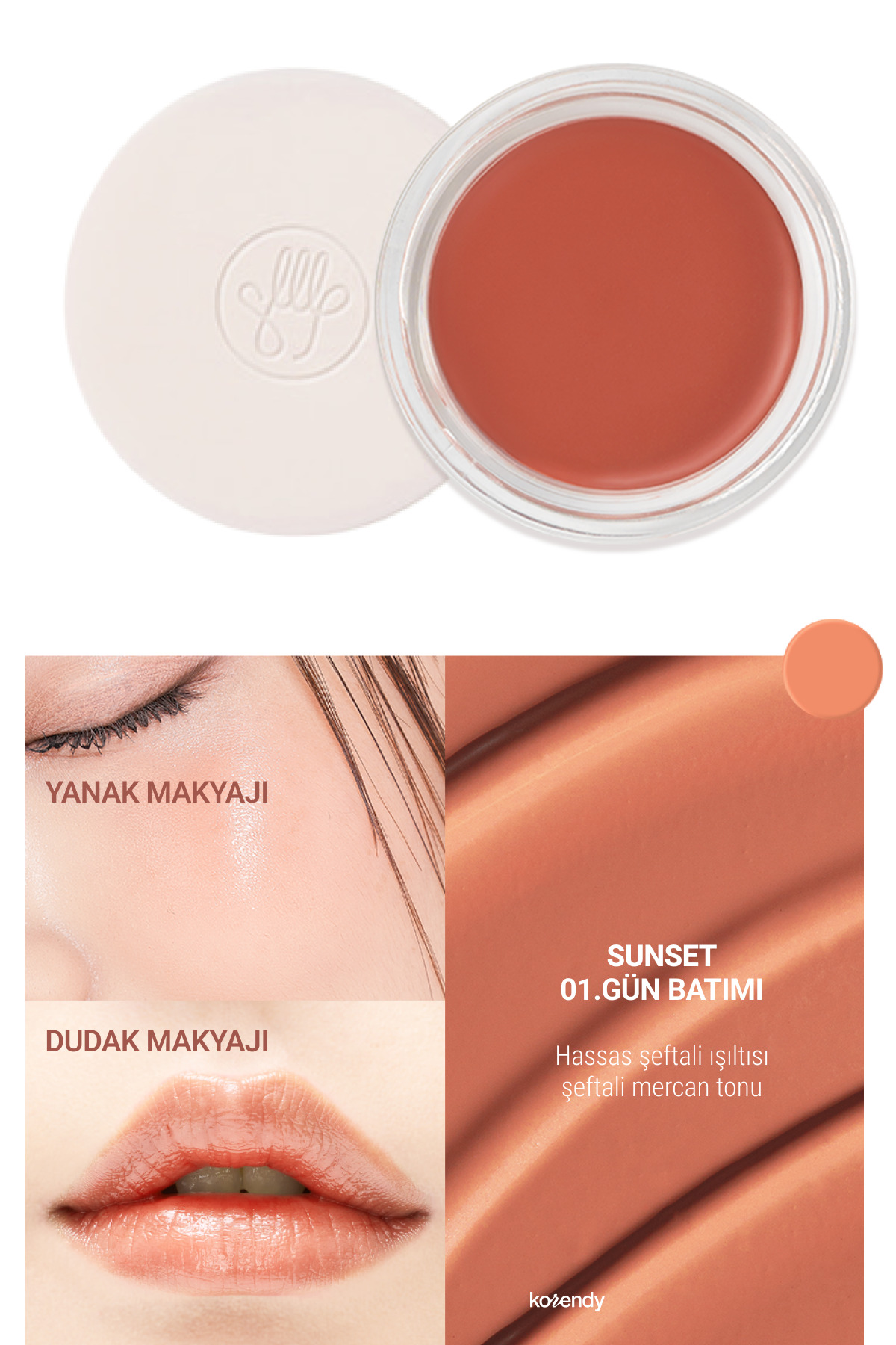 Son & Park Color Balm - Saten Parlak Dokulu Çok Amaçlı Dudak ve Yanak Makyajı Balmı 4g #01 SUNSET