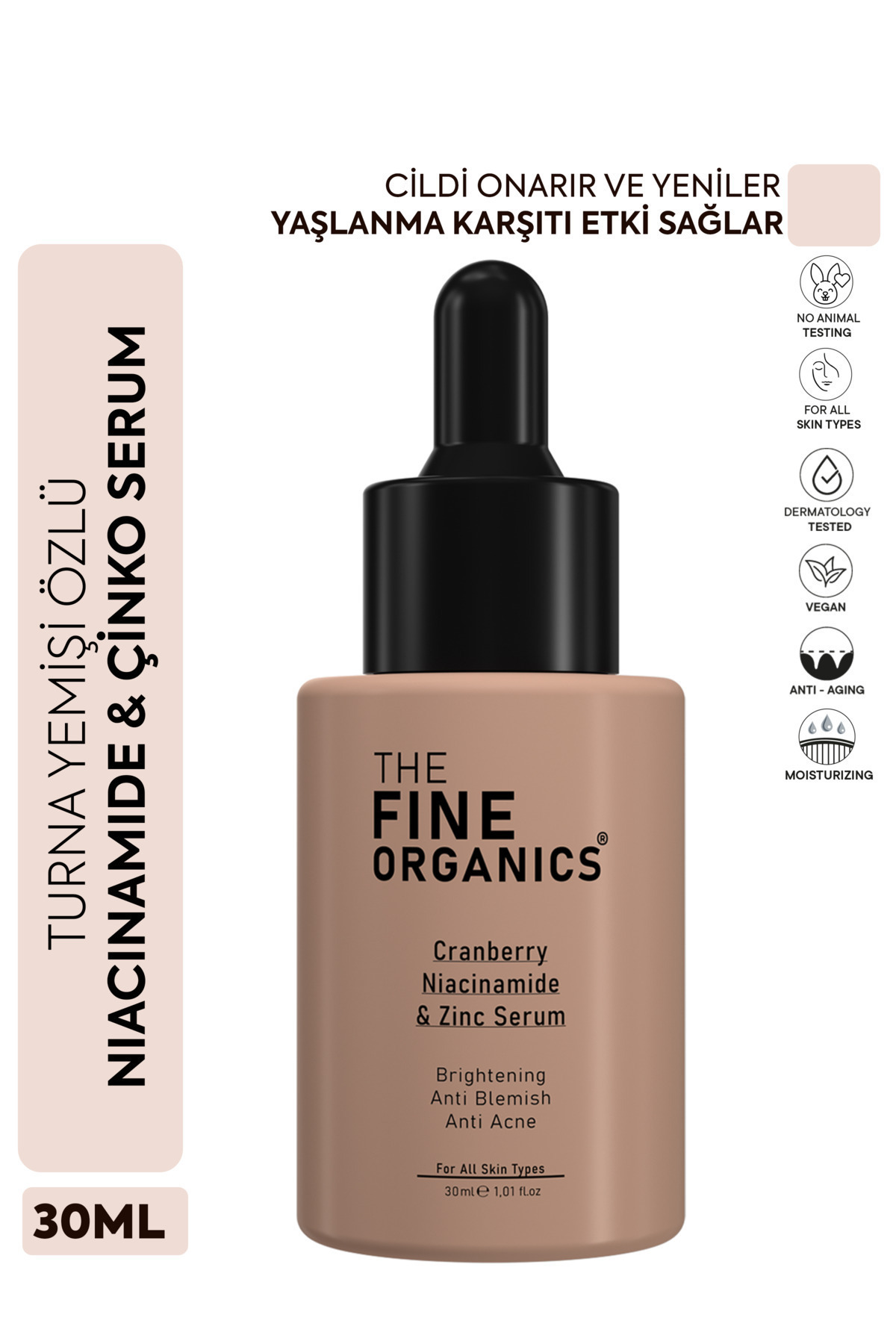 THE FINE ORGANICS Turna Yemişi Özlü Niacinamide & Çinko Koyu Leke Karşıtı ve Aydınlatıcı Serum, 30 ml