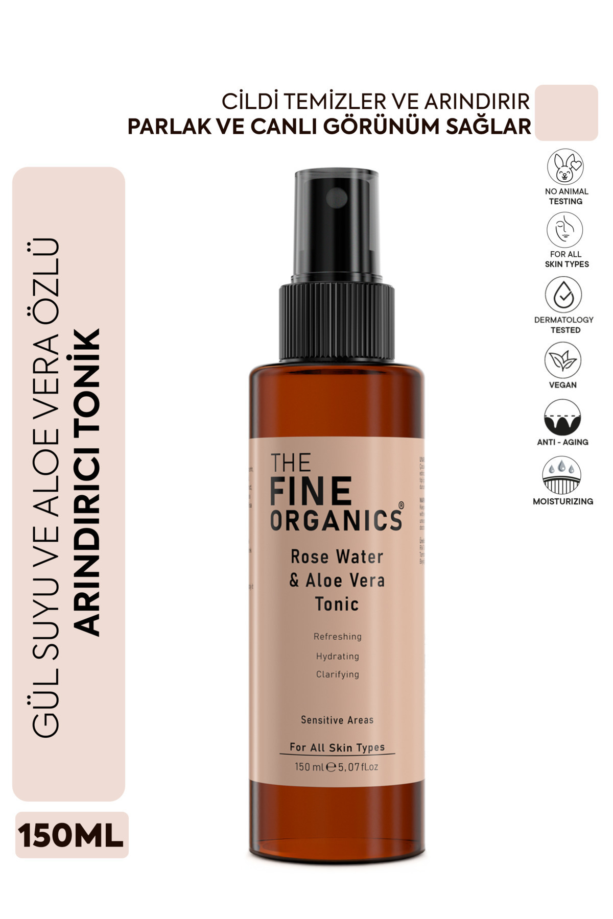 THE FINE ORGANICS Gül Suyu & Aloe Vera Özlü Gözenek Sıkılaştırıcı Ve Arındırıcı Tonik 150ml