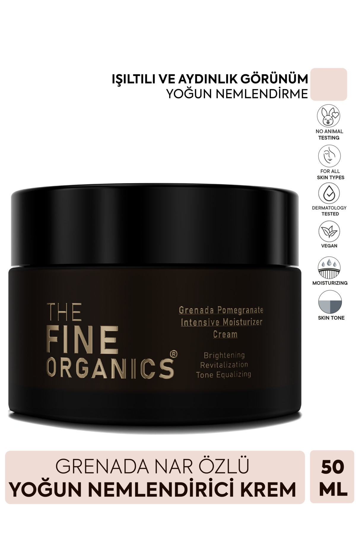 THE FINE ORGANICS Yoğun Nemlendirici Su Bazlı Yüz Kremi 48 Saat Etkili, Aydınlatıcı, Ton Eşitleyici, Grenada Narı Özlü