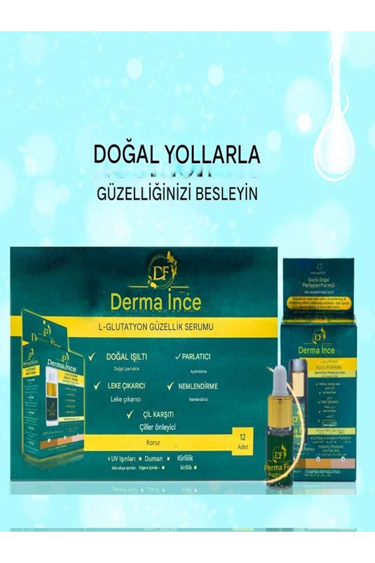 DERMA Beyazlatıcı Serum Yaşlanma Karşıtı Cilt Kusurları Giderici Pakistan Hint Güzellik Cilt Serumu