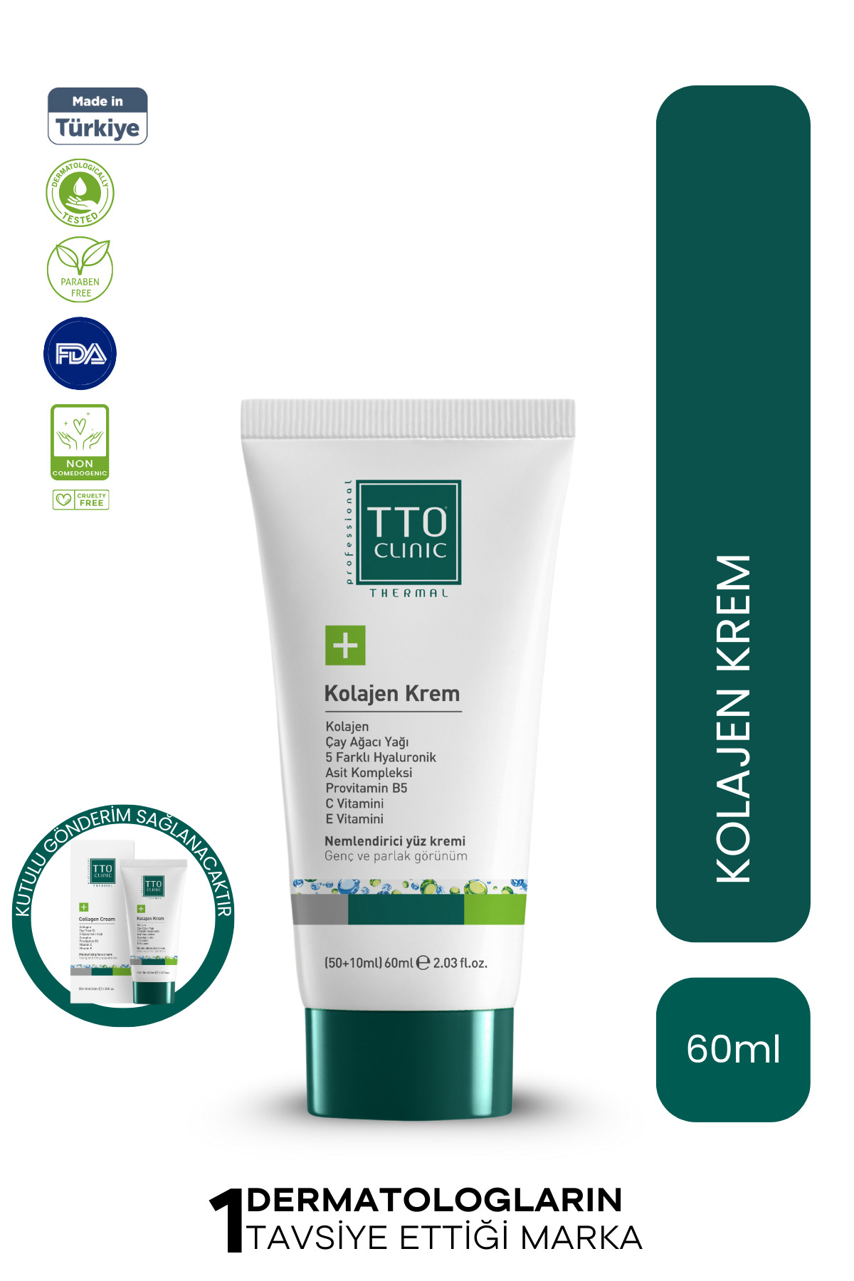 TTO Clinic Kolajen Nemlendirici Yüz Kremi 60 ml Antıagıng Yaşlılık Karşıtı Çay Ağacı Yağı / Hyaluron