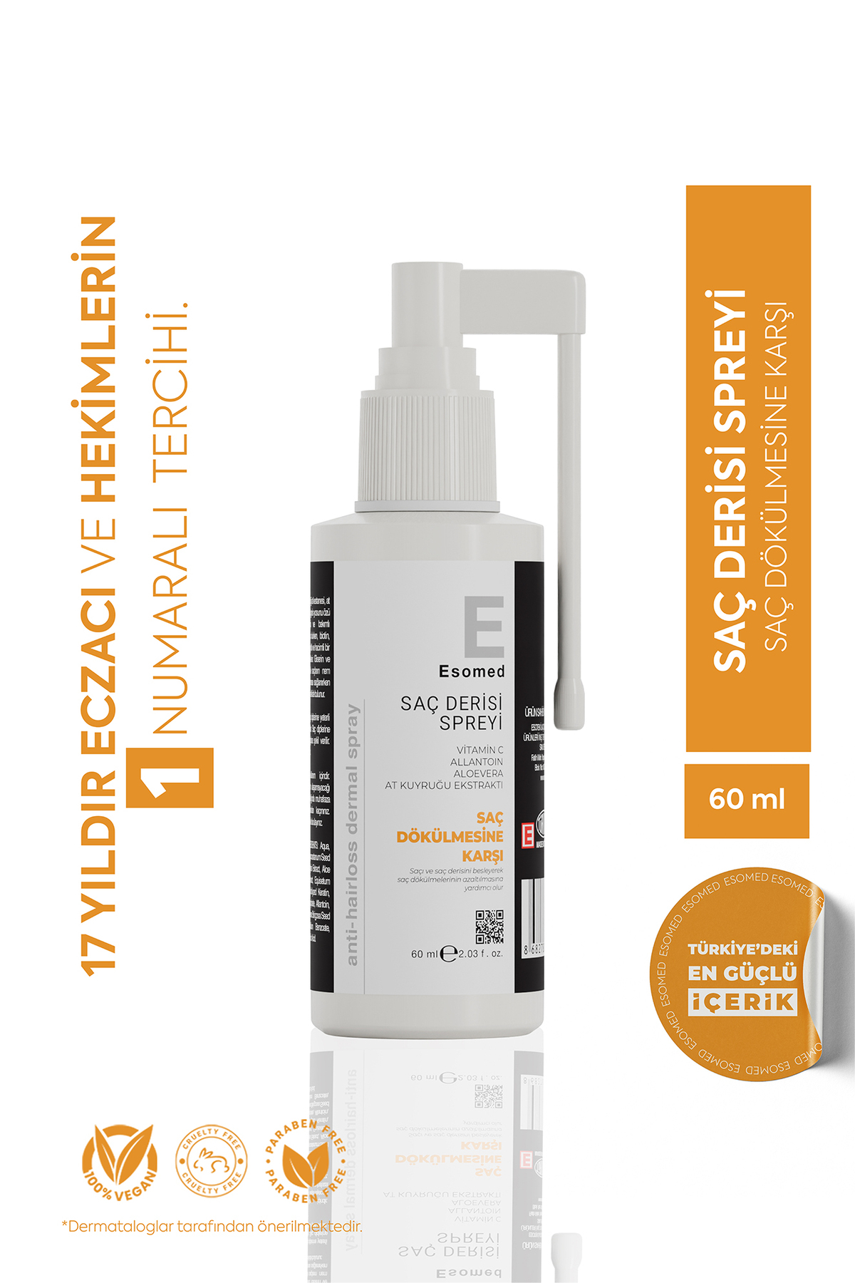Esomed Saç Dökülme Karşıtı Sprey 60ml Biotin + Keratin + Bitkisel Ekstreli Besleyici Onarıcı Bakım Spreyi