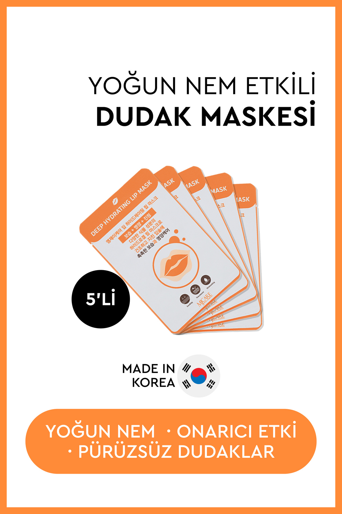 Mjcare Deep Hydrating Lip Mask - Yoğun Nemlendirici Dudak Maskesi 5'li