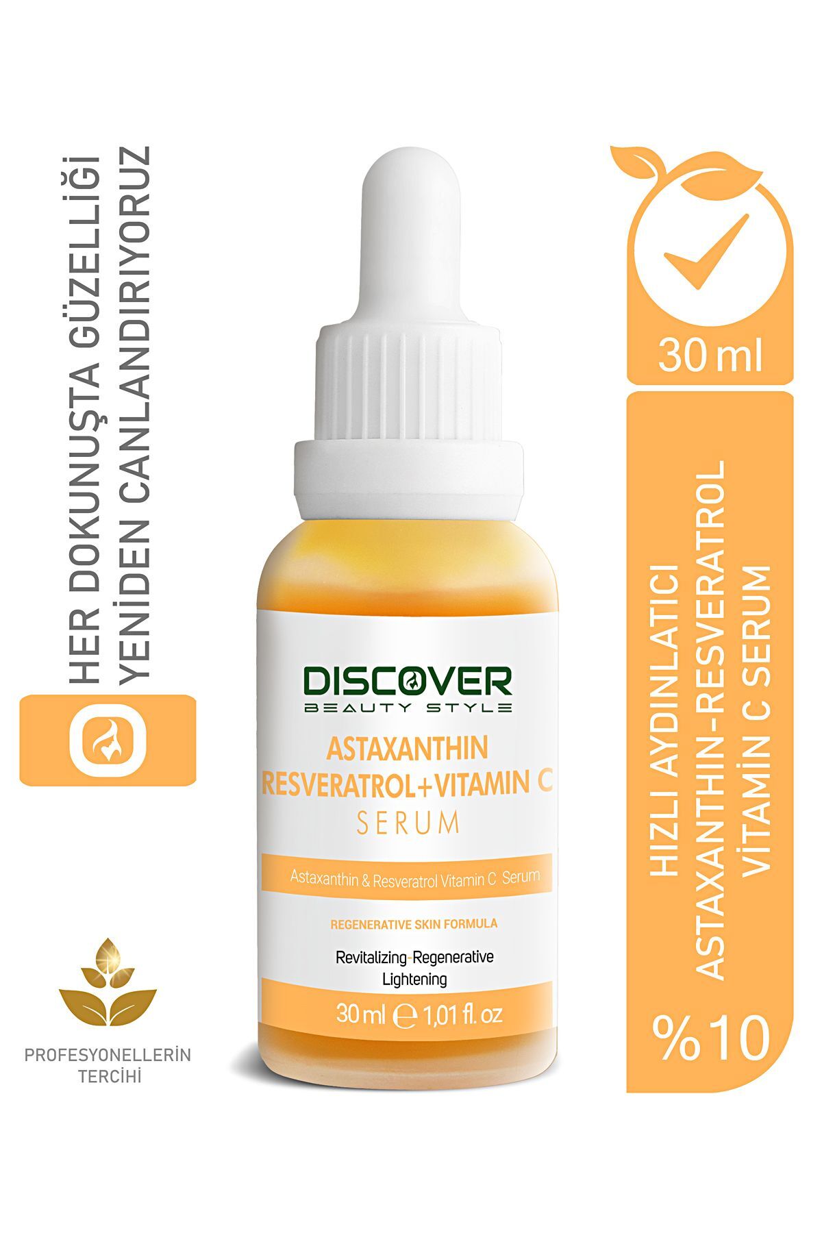 Discover Beauty Style Astaxanthin & Resveratrol %10 C Vitamini Serum Astaksantin Hızlı Aydınlatıcı 30 ml