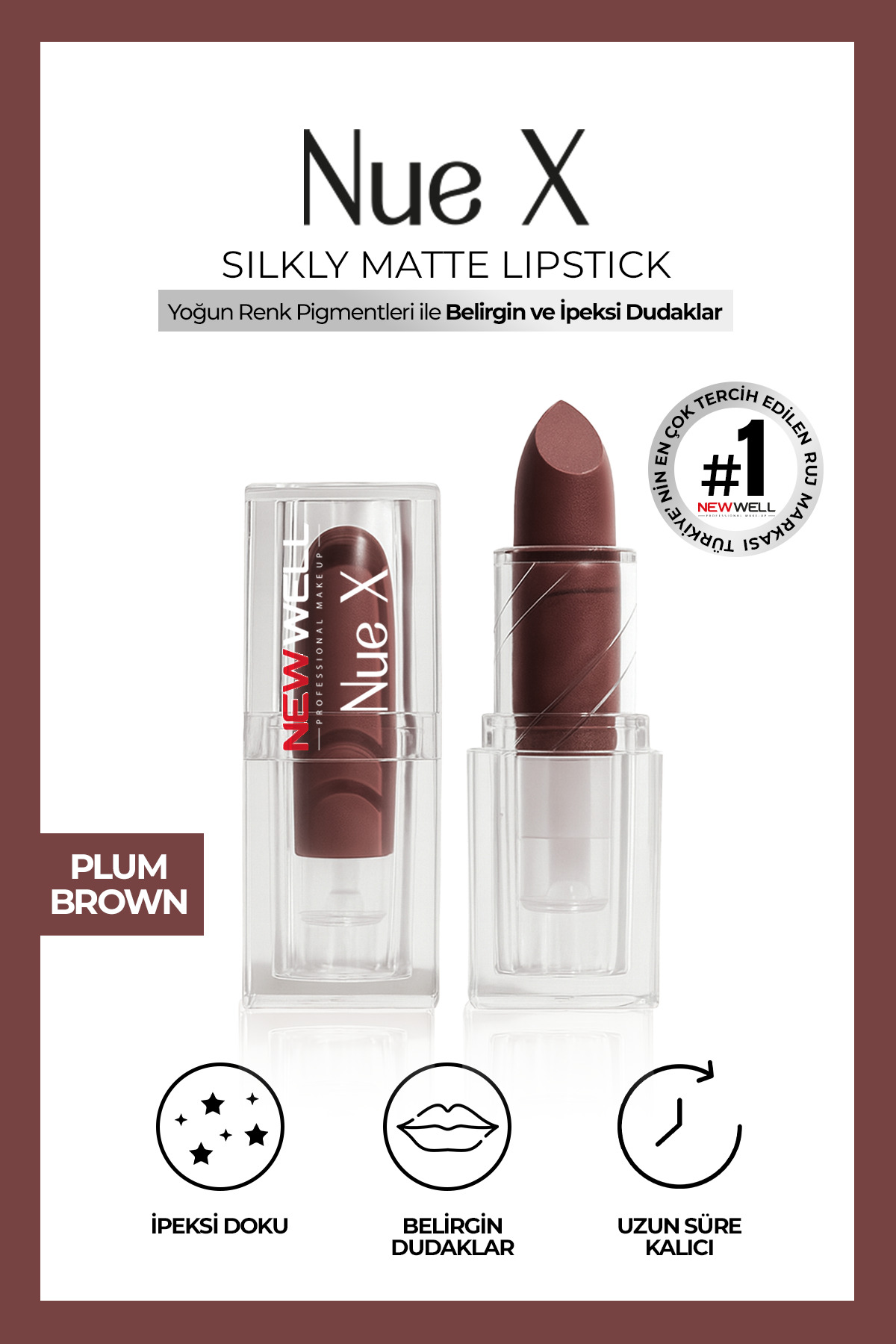 New Well Nue X Silkly Matte Lipstick Plum Brown 05