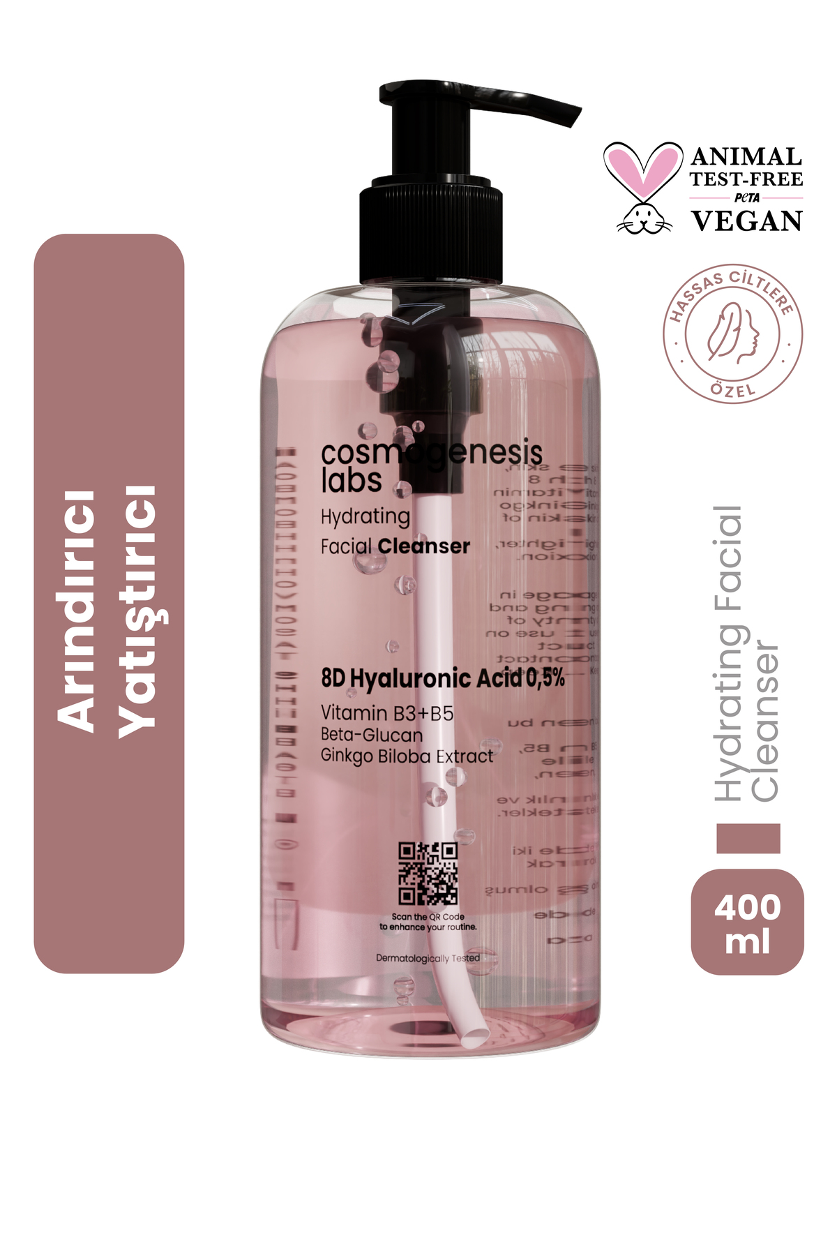 Cosmogenesis Labs Kuru ve Hassas Ciltlere Yüz Temizleme Jeli 400ml - Arındırıcı Yatıştırıcı Bariyer Güçlendirici Vegan