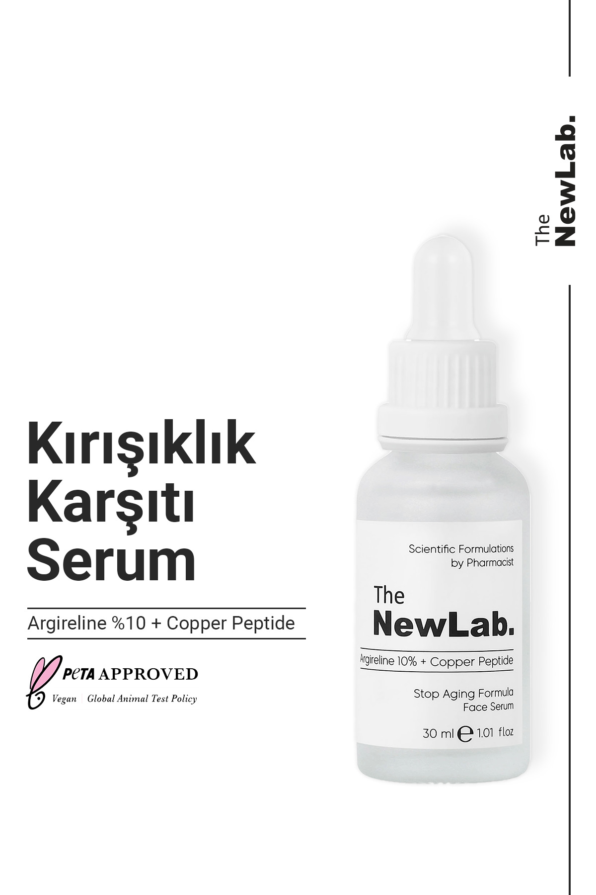 The NewLab Yaşlanma, Kaz Ayakları & Kırışıklık Karşıtı Peptit Yüz Serumu 30 ml (10% ARGİRELİNE PEPTİDE)