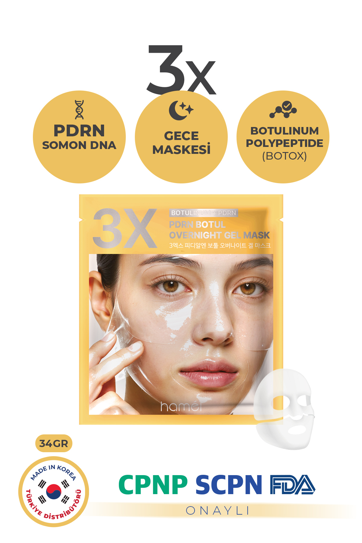 HAMEL 3X PDRN Botul Overnight Mask – Cilt Yenileyici Botoks etkili Kolajen Jel Maske
