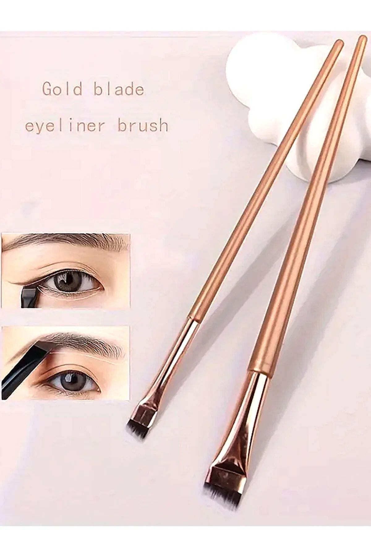 Teo Ultra-İnce Açılı Eyeliner Fırça, 2 Parça Profesyonel Sonuçlar için İnce Nokta Göz Makyaj Fırçası