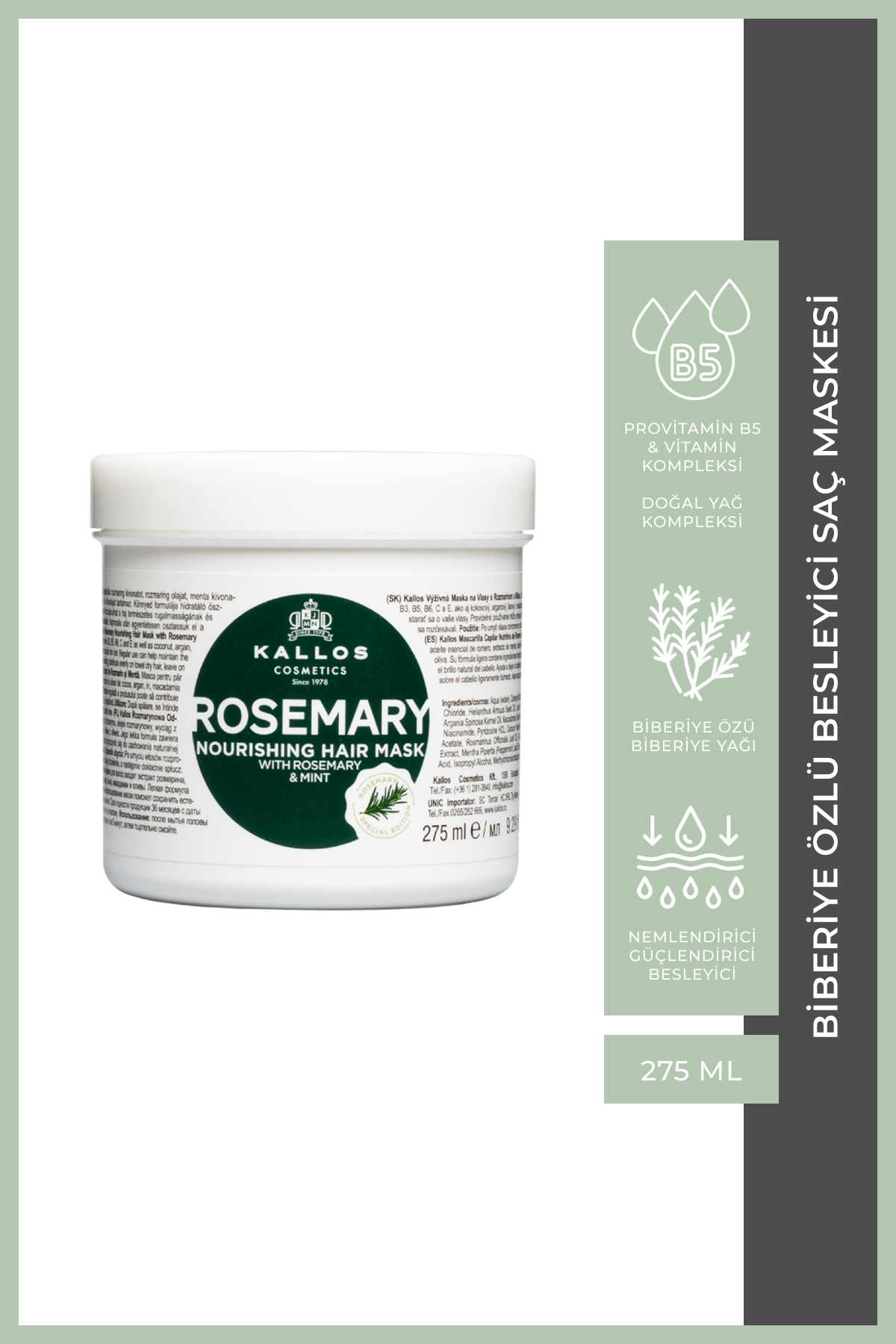 Kallos Cosmetics Kallos Kjmn Biberiye Özlü Besleyici Saç Maskesi 275ml