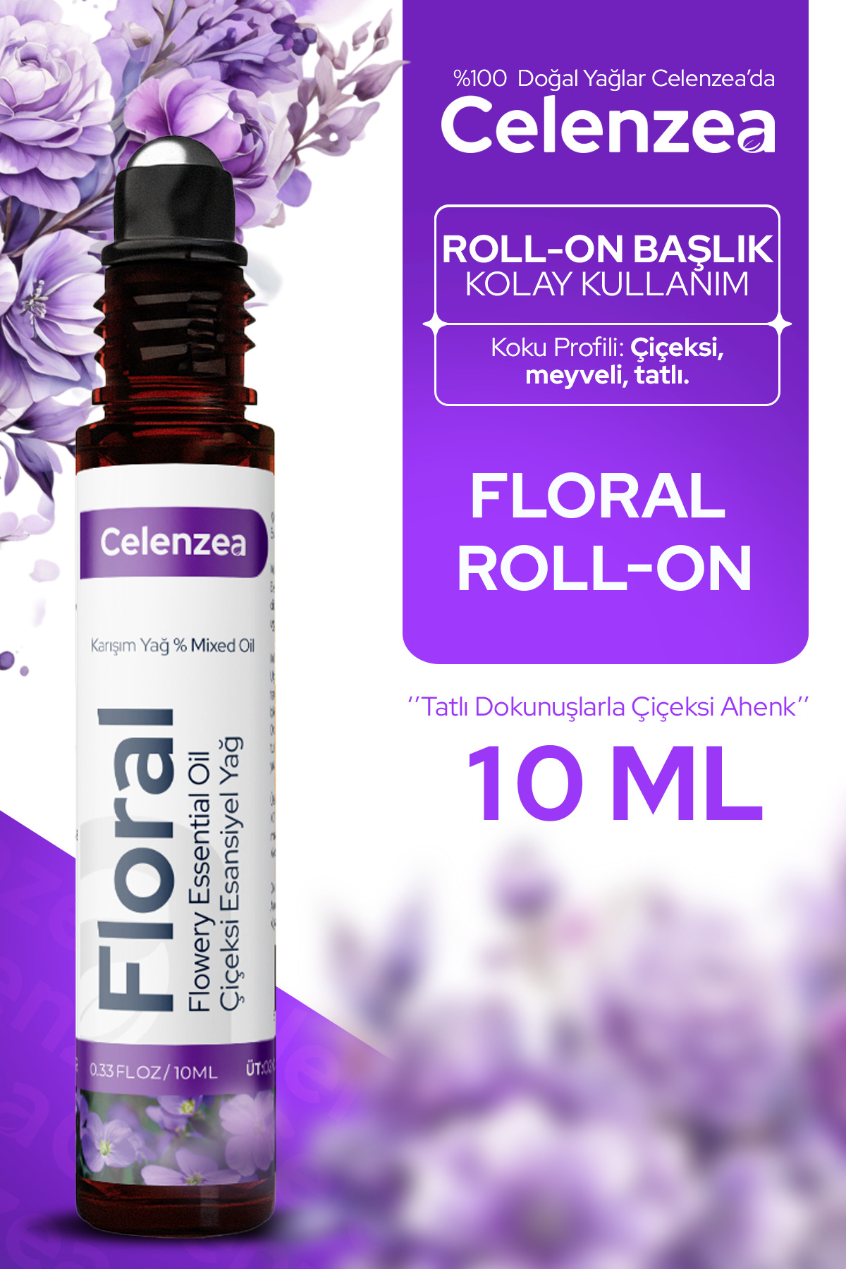 Flowy Oils Floral Karışım Esansiyel Uçucu Yağ Doğal Koku Esansı Çiçeksi Roll On 10ml