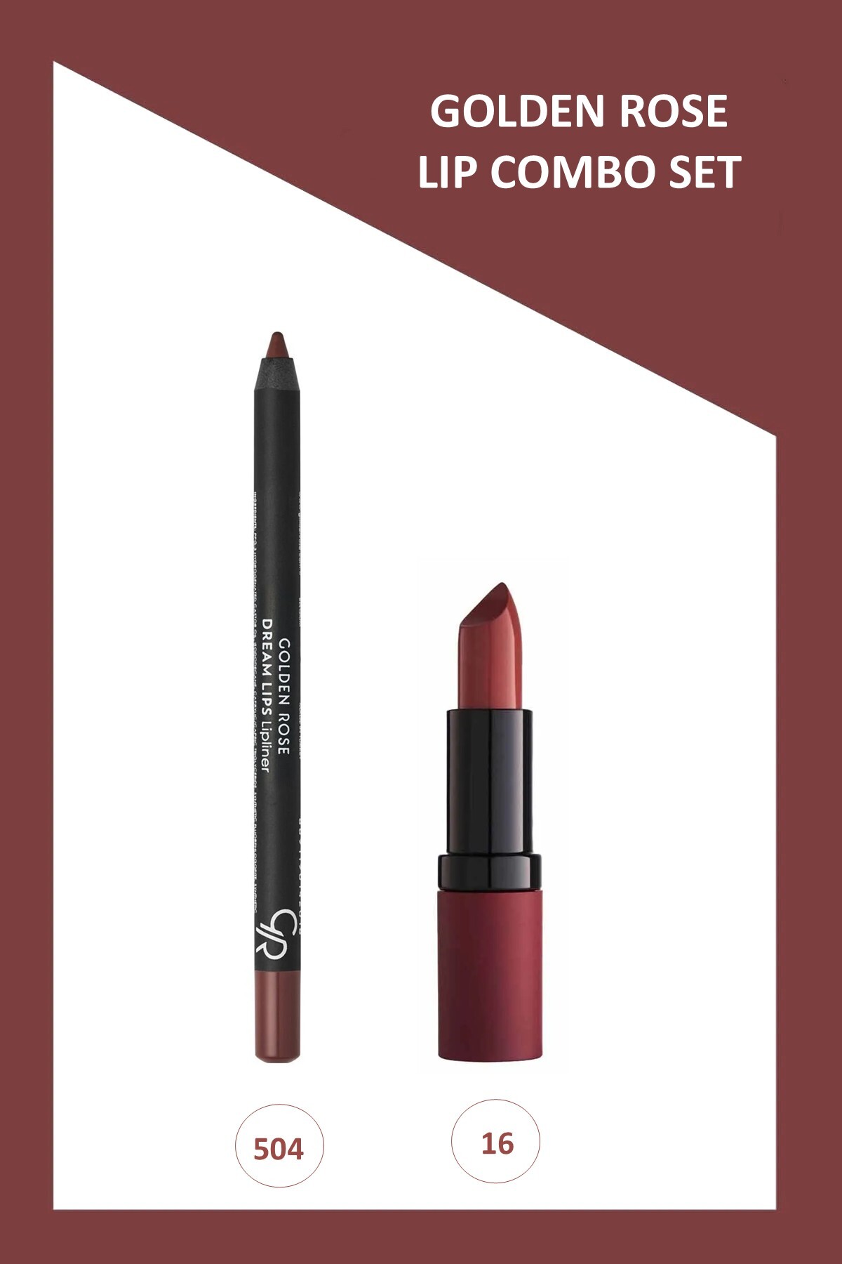 Golden Rose Velvet Matte Lipstick No:16 Ruj & Dream Lips Lipliner No:504 Dudak Kalemi Seti