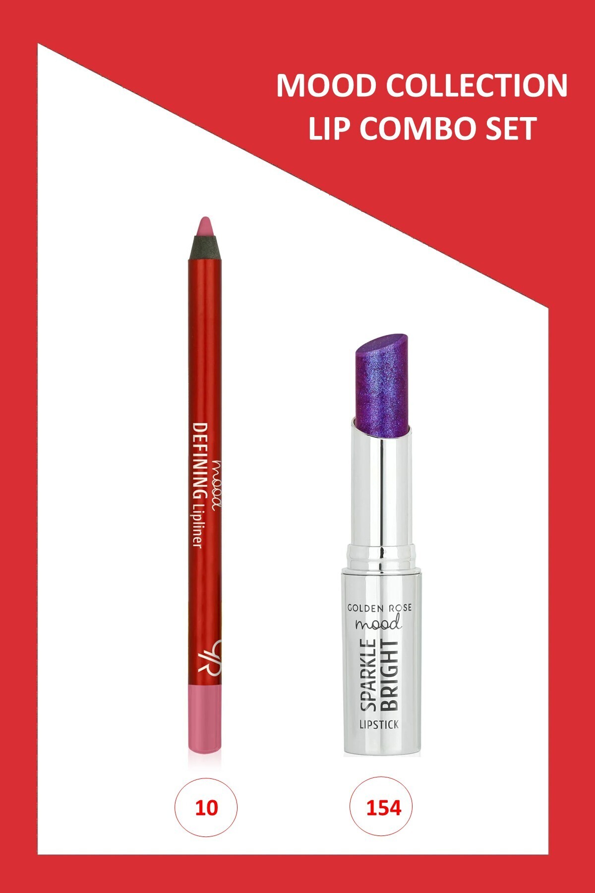 Golden Rose Mood Lip Combo Set - Defining Dudak Kalemi No:10 - Sparkle Bright Ruj No:154