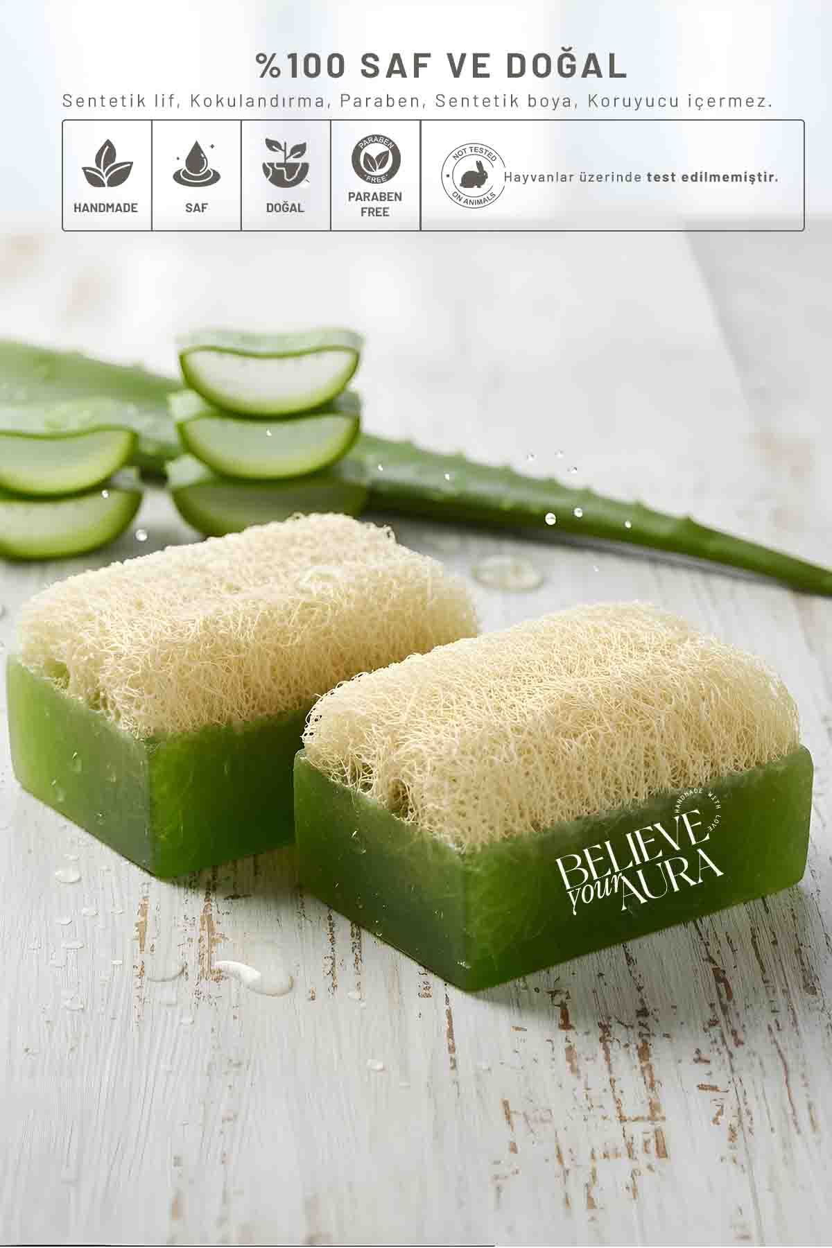 Believe Your Aura Doğal Kabak Lifli Aloe Vera Sabunu 2'li Premium Set 130 grx2
