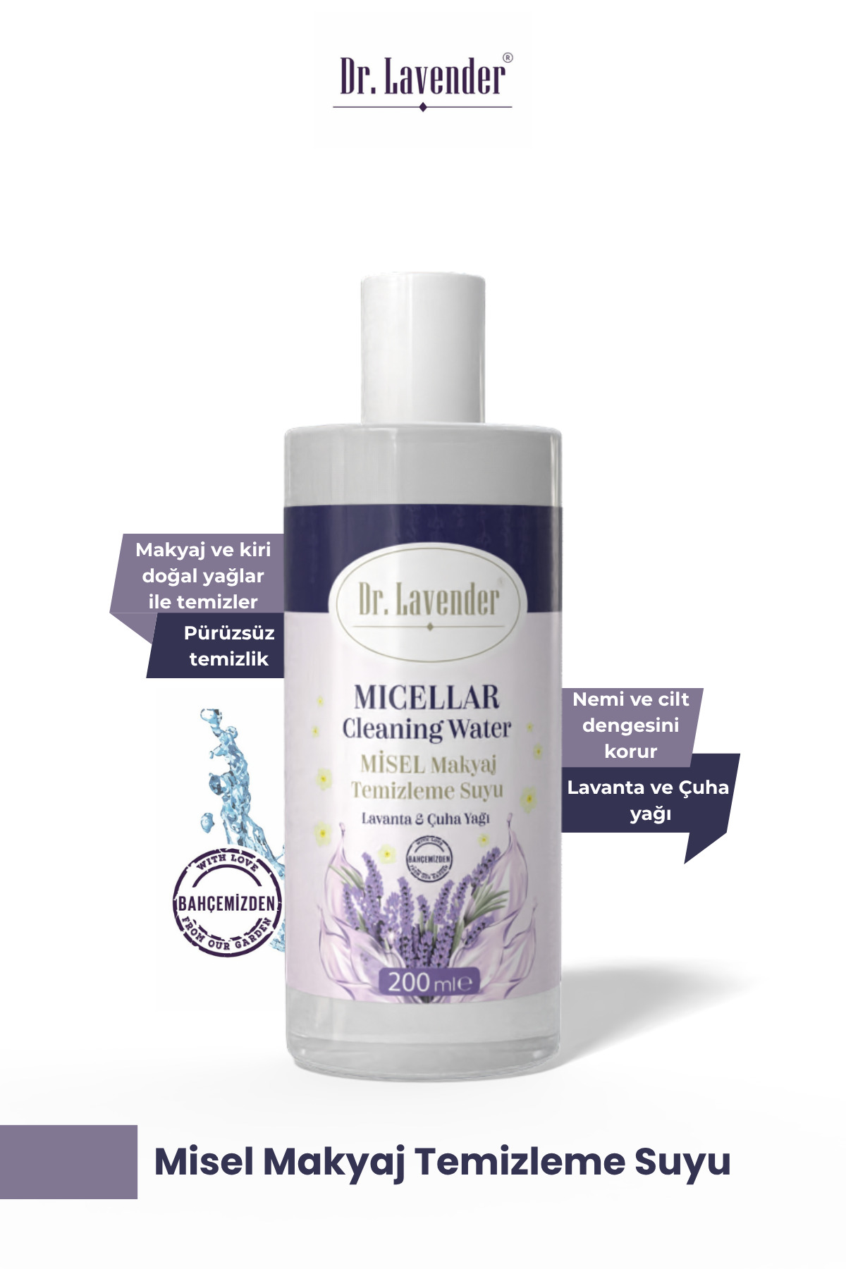 Dr.Lavender Lavanta & Çuha Yağlı Micellar Makyaj Temizleme Suyu Tüm Cilt Tipleri & Göz Çevresine Uygun
