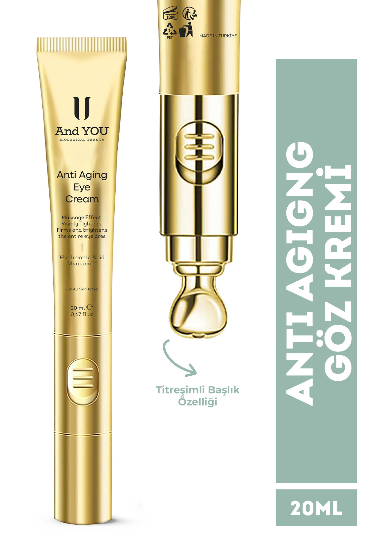 AND YOU Titreşimli Göz Çevresi Kremi 20 ml Morluk ve Torba Karşıtı Anti Age