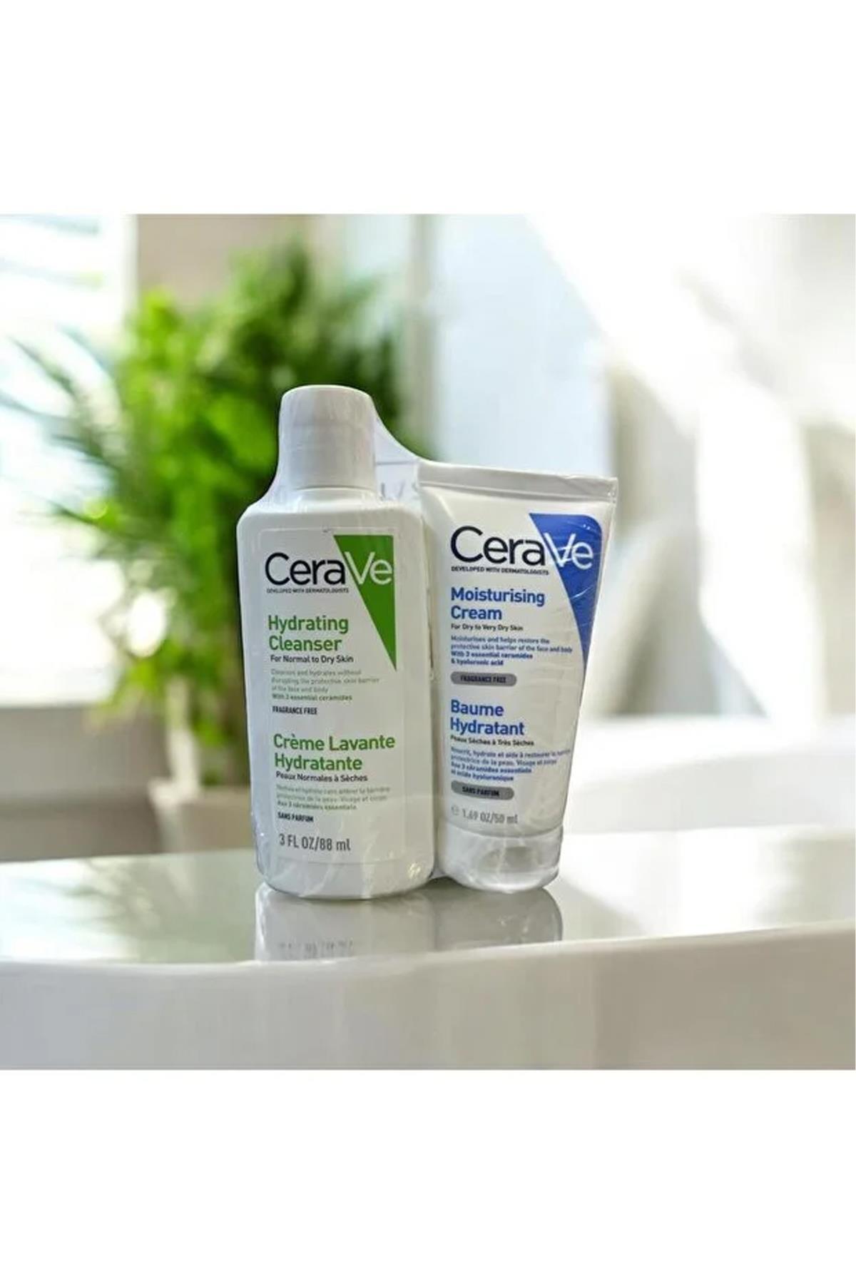 CeraVe Seddar Collection Set - Hydrating Cleanser 88 ml + Moisturising Cream 50 ml
