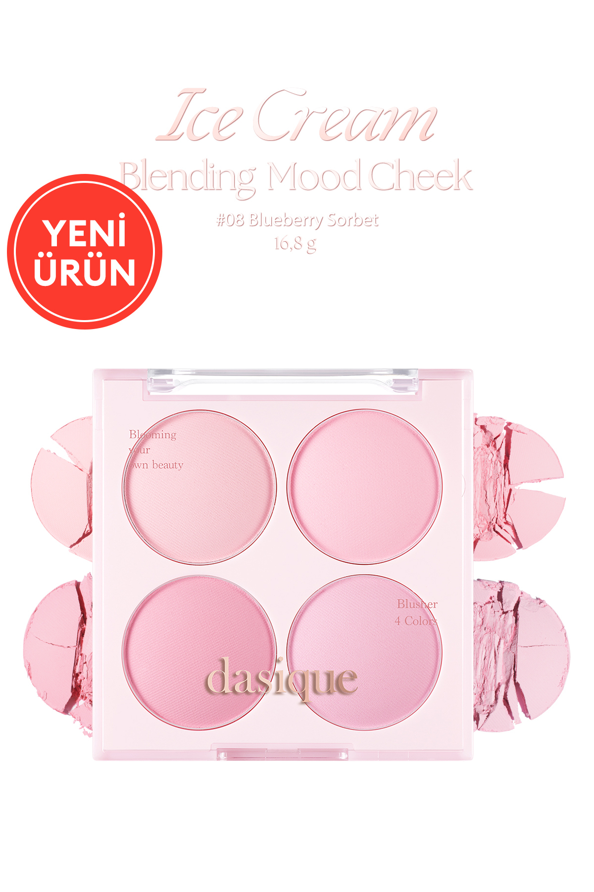 dasique Karıştırılabilir Renk Tonlarına Sahip 4lü Allık Blending Mood Cheek (#08 Blueberry Sorbet)