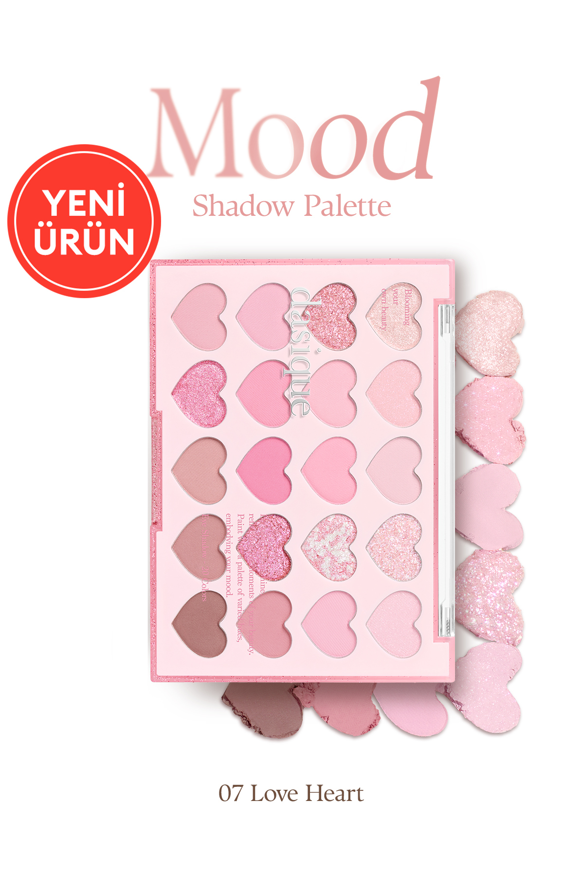 dasique Mat ve Işıltılı Tonlardan Oluşan 20 Renkli Far Paleti Mood Shadow Palette (07 Love Heart)