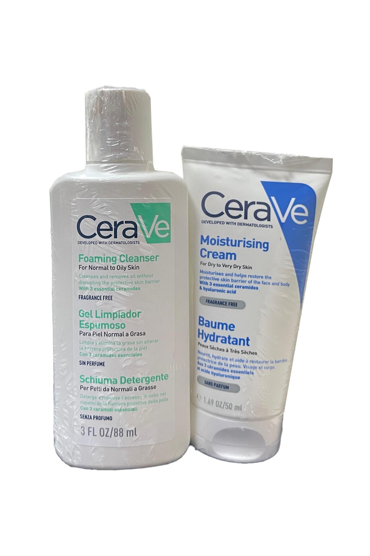 CeraVe Set - Köpüren Cleanser 88 ml + Moisturising Cream Kuru ve Çok Kuru Ciltler İçin 50