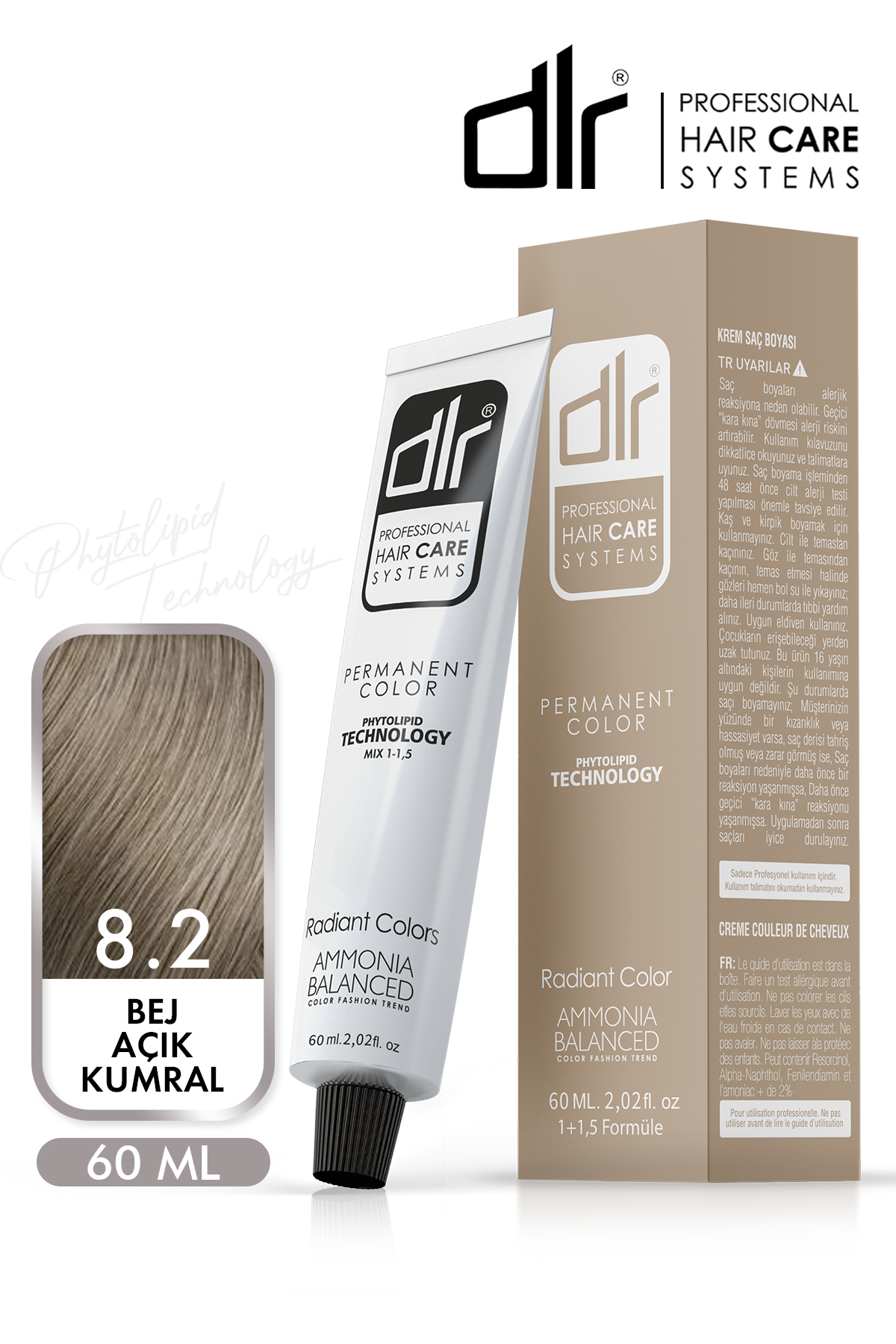 DLR Color Saç Boyası 60ml 8.2 Bej Açık Kumral - Profesyonel Kuaför Kalitesinde Renk Ve Parlaklık!