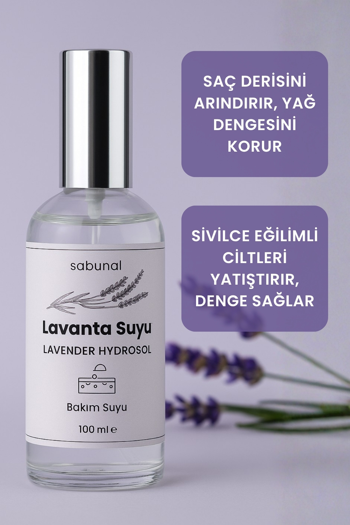 sabunal Lavanta Suyu 100 ml – Arındırıcı ve Dengeleyici Cilt & Saç Toniği Hidrosol