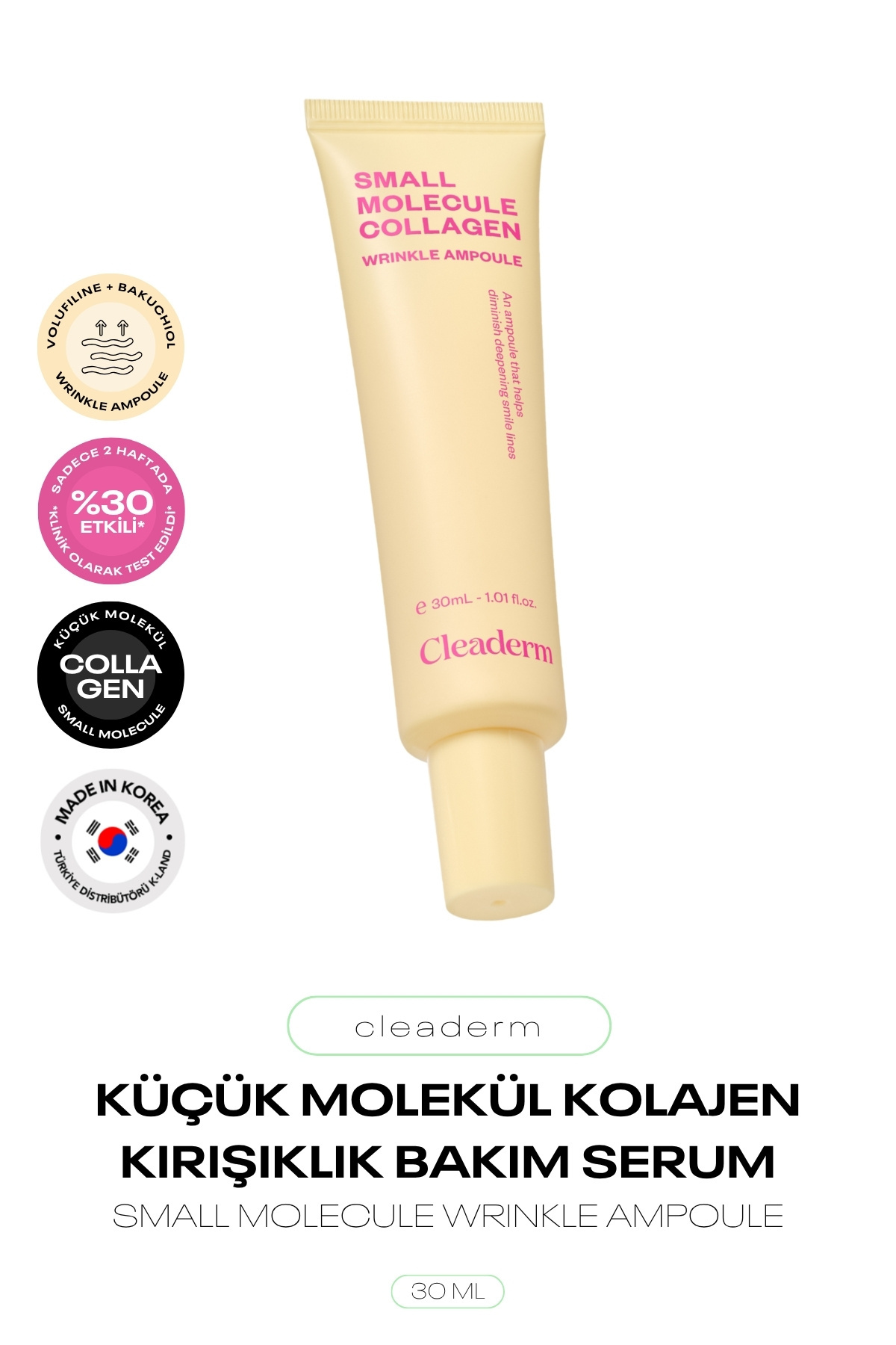 Cleaderm Küçük Moleküllü Kolajen Ampul Serum Small Molecule Collagen Wrinkle Ampoule
