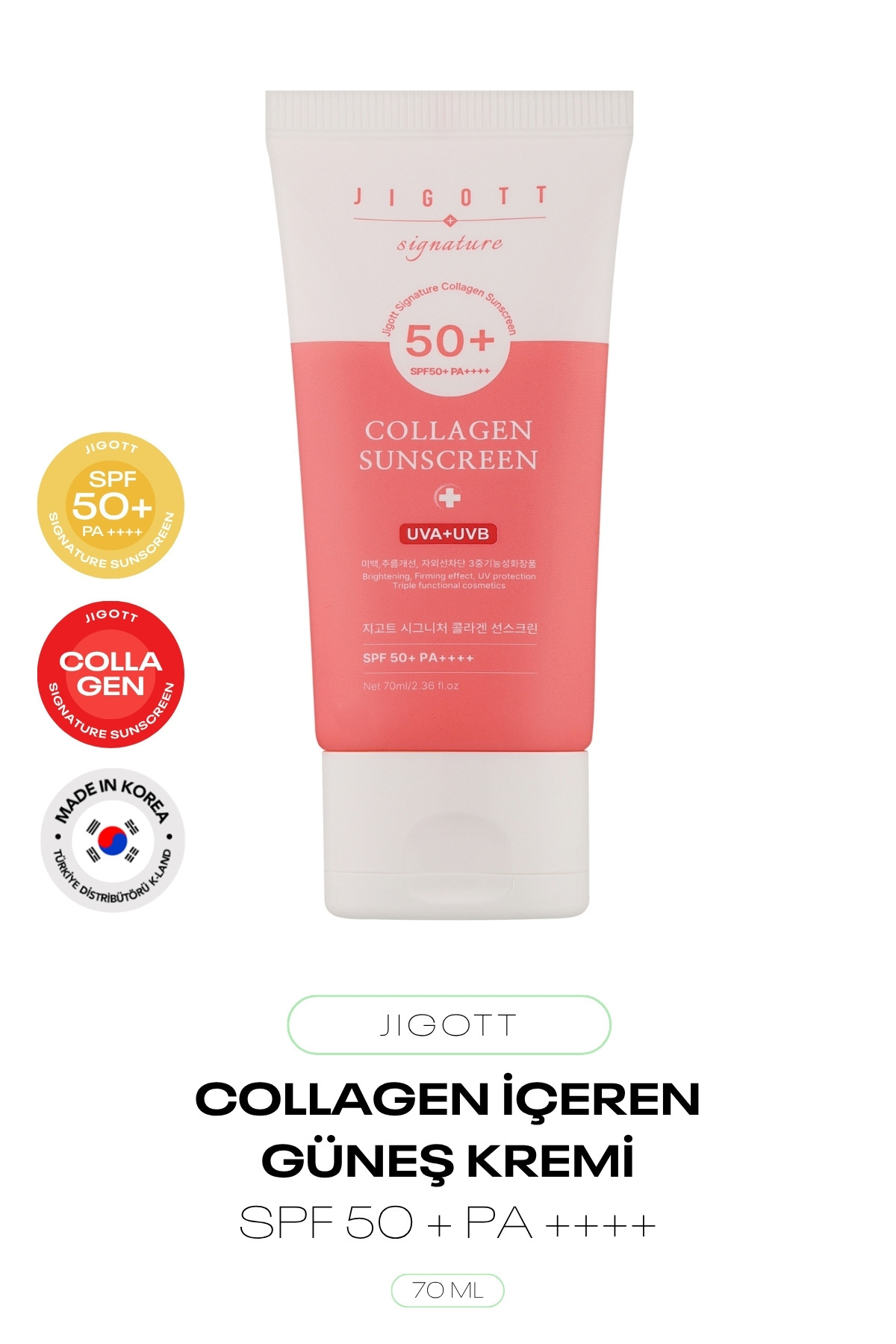 Jigott Kolajen İçeren Yüz Güneş Kremi Signature Collagen Sun Screen SPF 50 + PA ++++