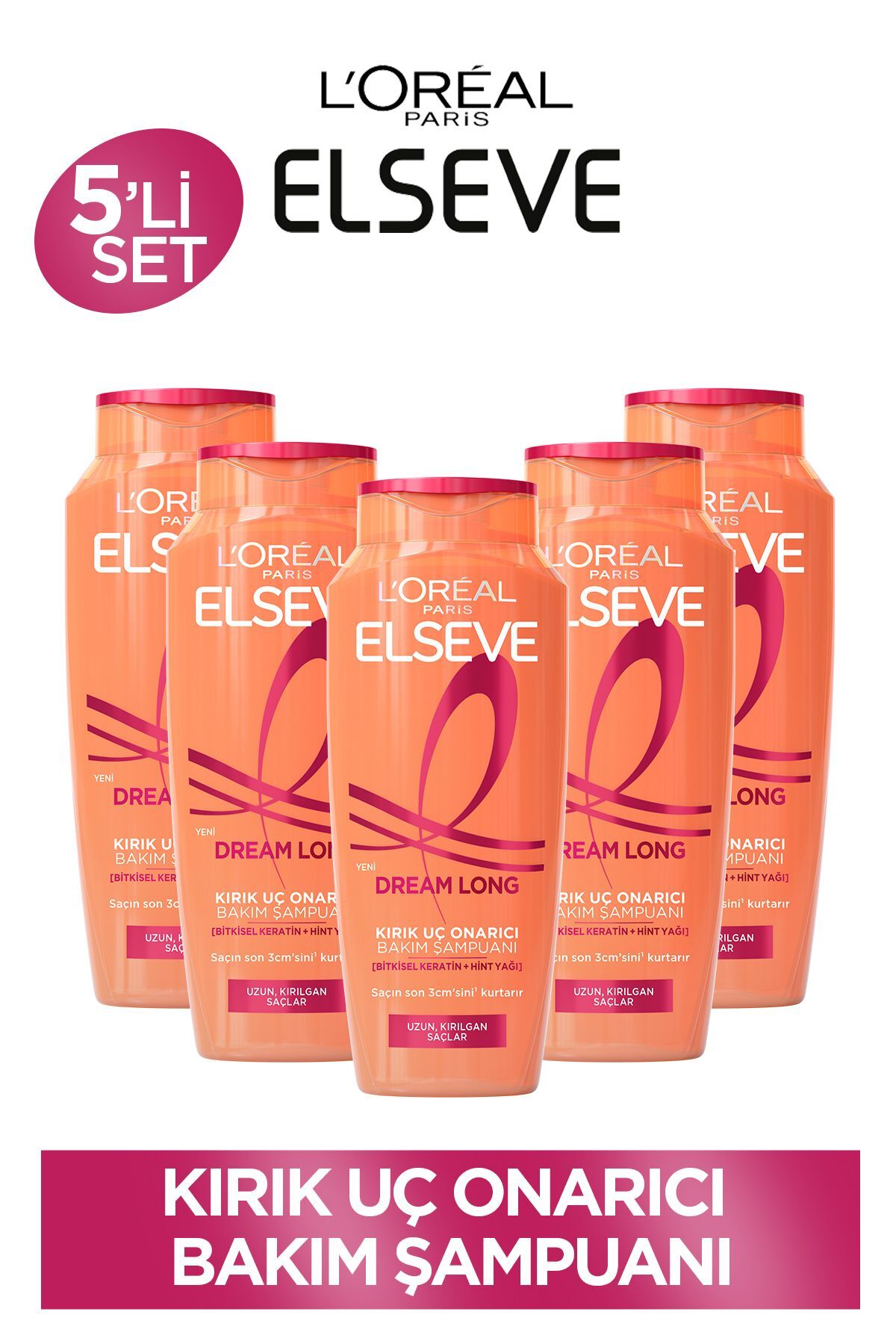 ELSEVE 5'li Dream Long Onarıcı Bakım Şampuanı 300 ml Seti