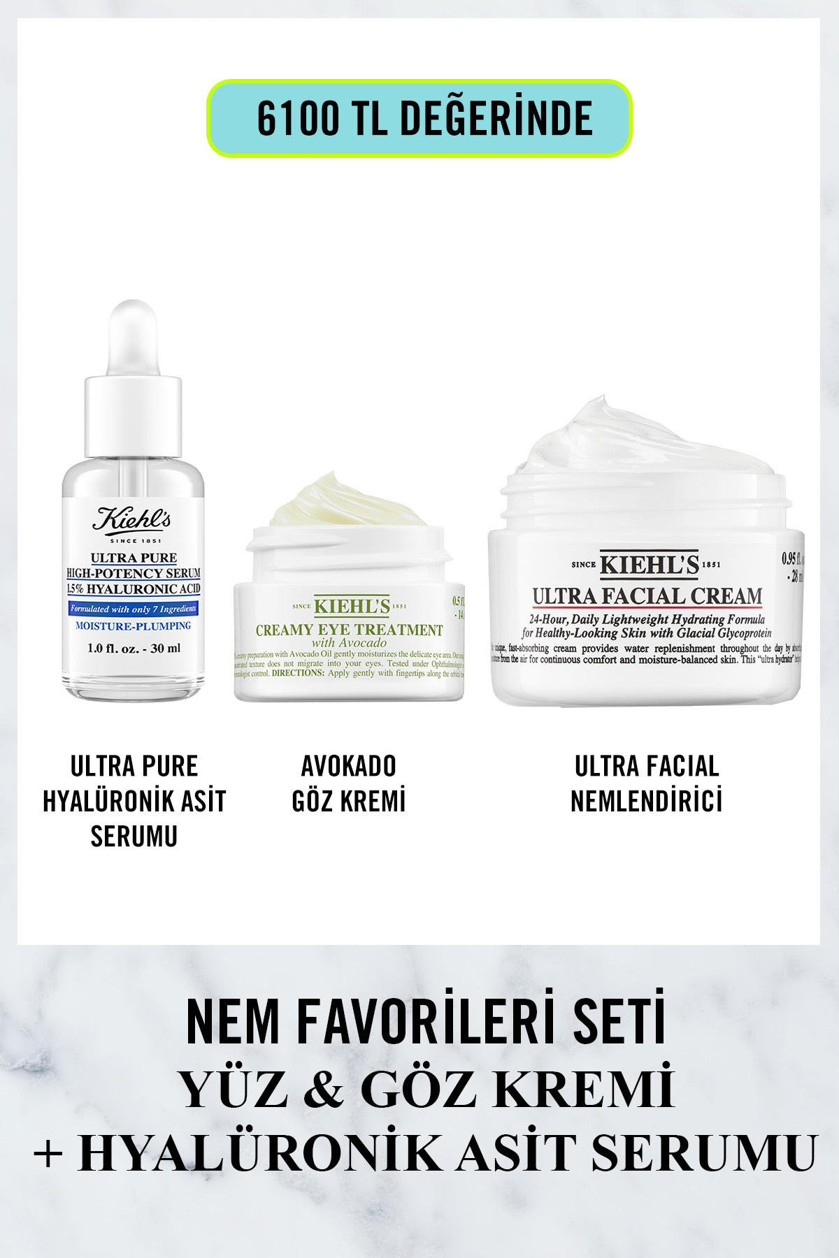 Kiehl's Ultra Pure, Creamy Eye ve Ultra Facial Avokado İçerikli ve Nemlendirici Set