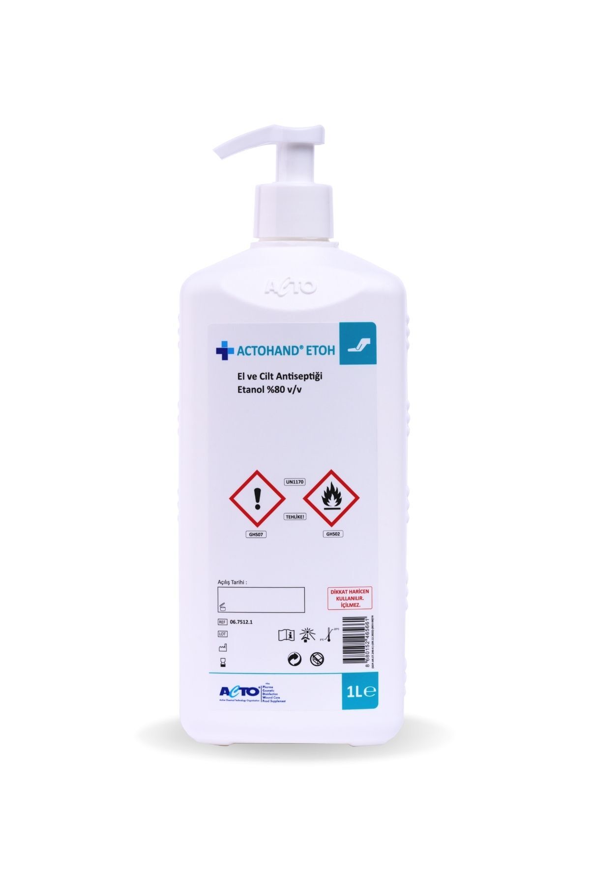 ACTOHAND® ETOH 1 Litre | El ve Cilt Antiseptiği - Etanol 80 % (v/v)