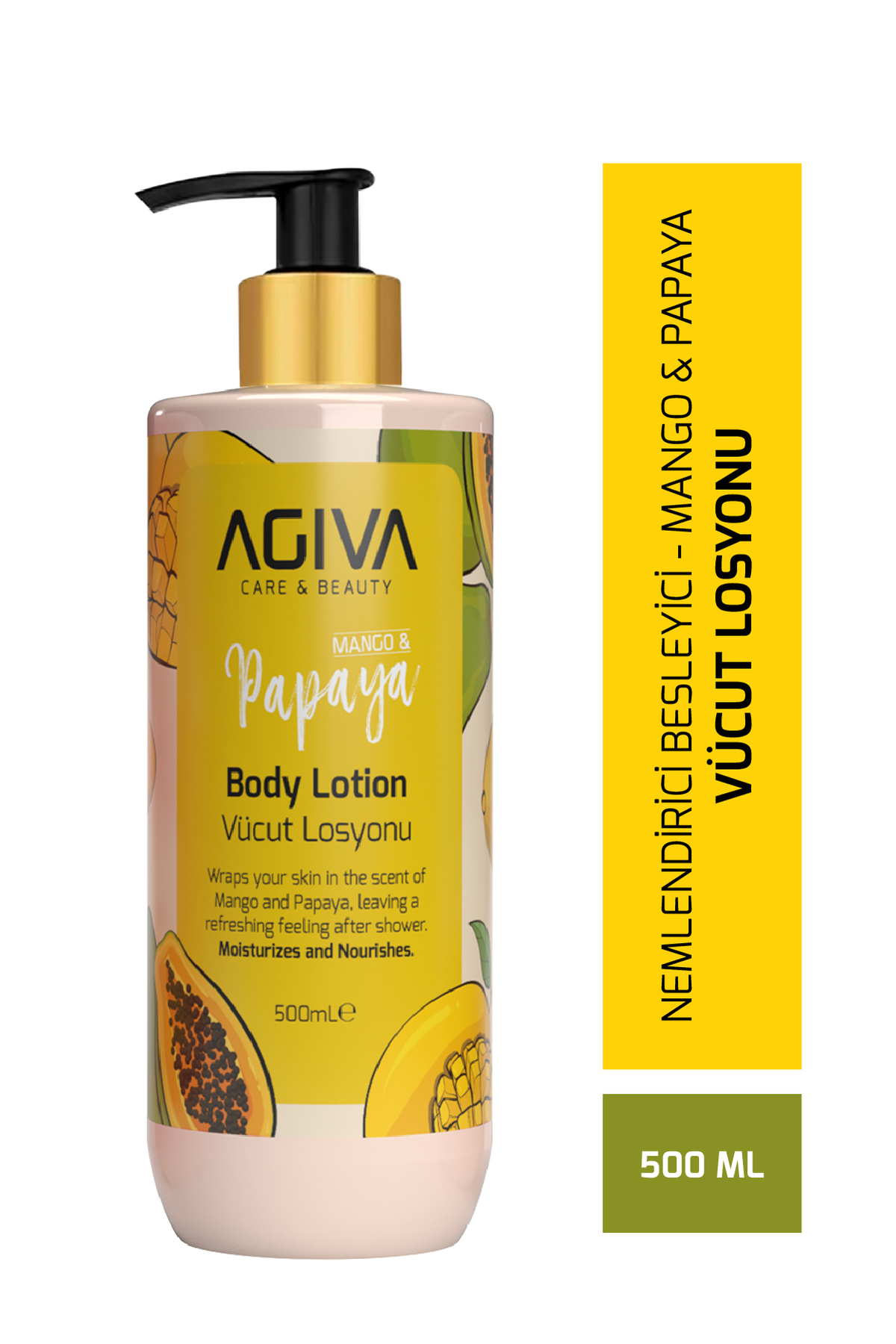 Agiva Care&Beauty Mango & Papaya Agiva Care & Beauty Yoğun Nemlendirici ve Besleyici Vücut Losyonu 500 ml