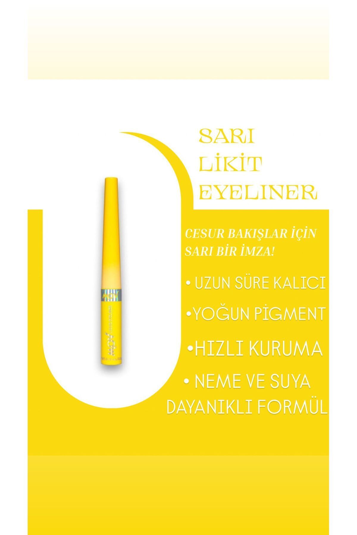 MOV Likit Eyeliner Sarı 3.5 ml – Canlı ve Cesur Göz Makyajı