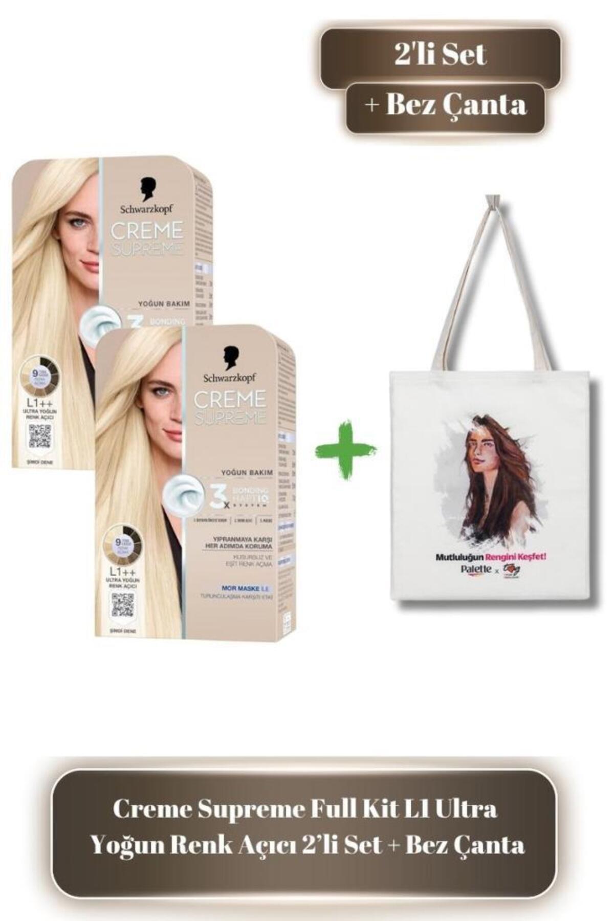 Schwarzkopf Creme Supreme L1++ Ultra Renk Açıcı 2’li Set + Bez Çanta Hediyeli