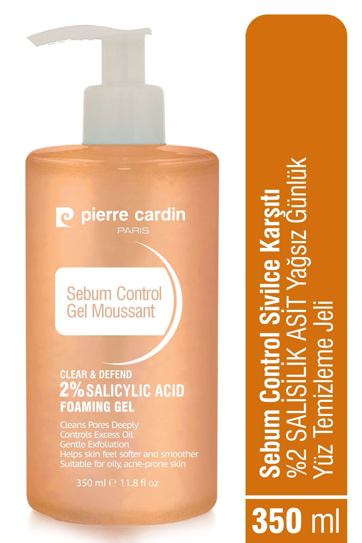 Pierre Cardin Sebum Control Karşıtı %2 SALİSİLİK ASİT Yağsız Günlük Yüz Temizleme Jeli 350 m