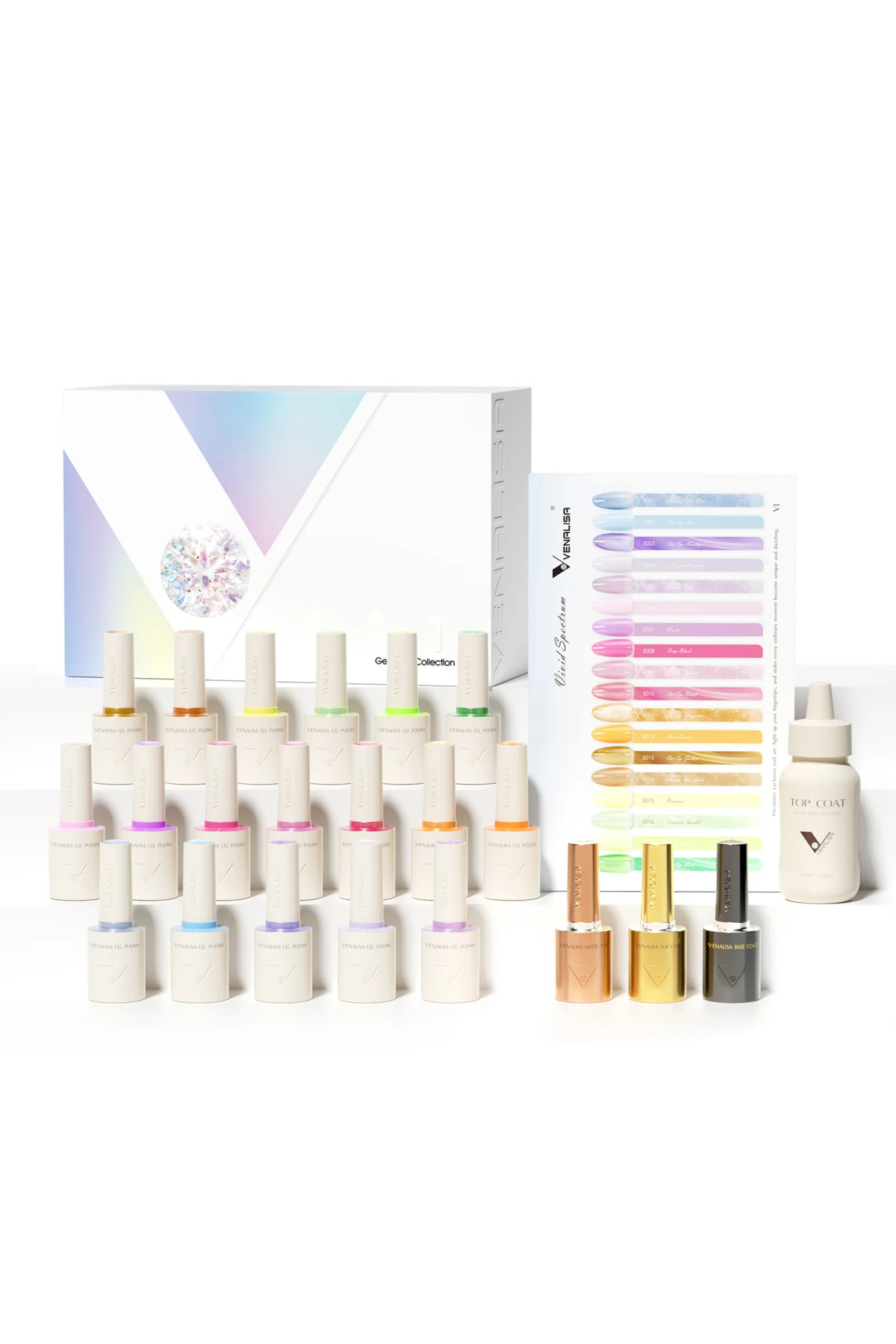 Venalisa 10 ml Hema TPO Free Uv Led Kalıcı Oje Seti 18 renk + 4 Katman + Pleksi Lüks Katolog V1 SET