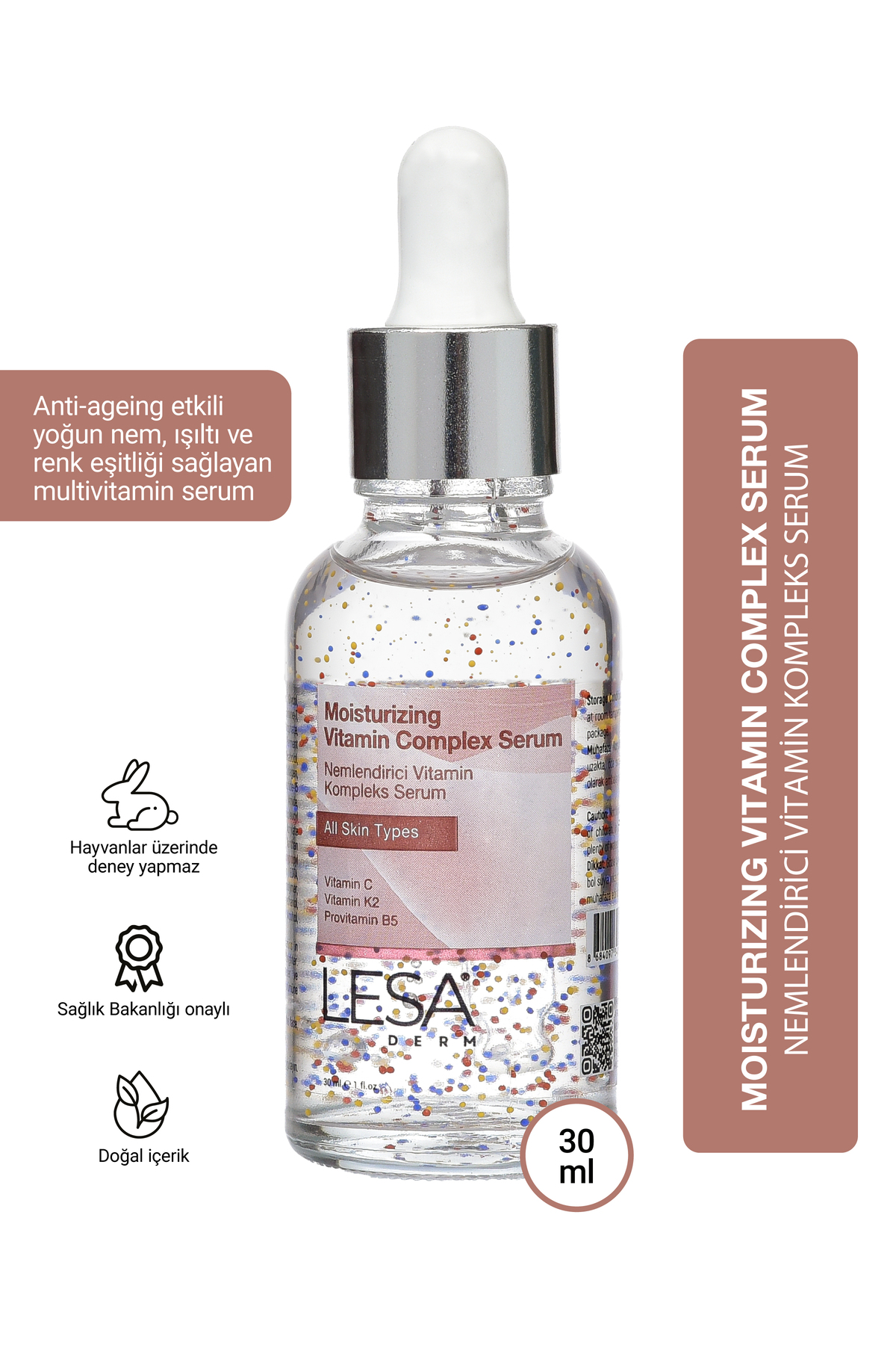 Lesaderm Nemlendirici Vitamin Komplex Serum C, K2, Provitamin B5, Aydınlık Cilt ve Renk Eşitliği Anti-ageing