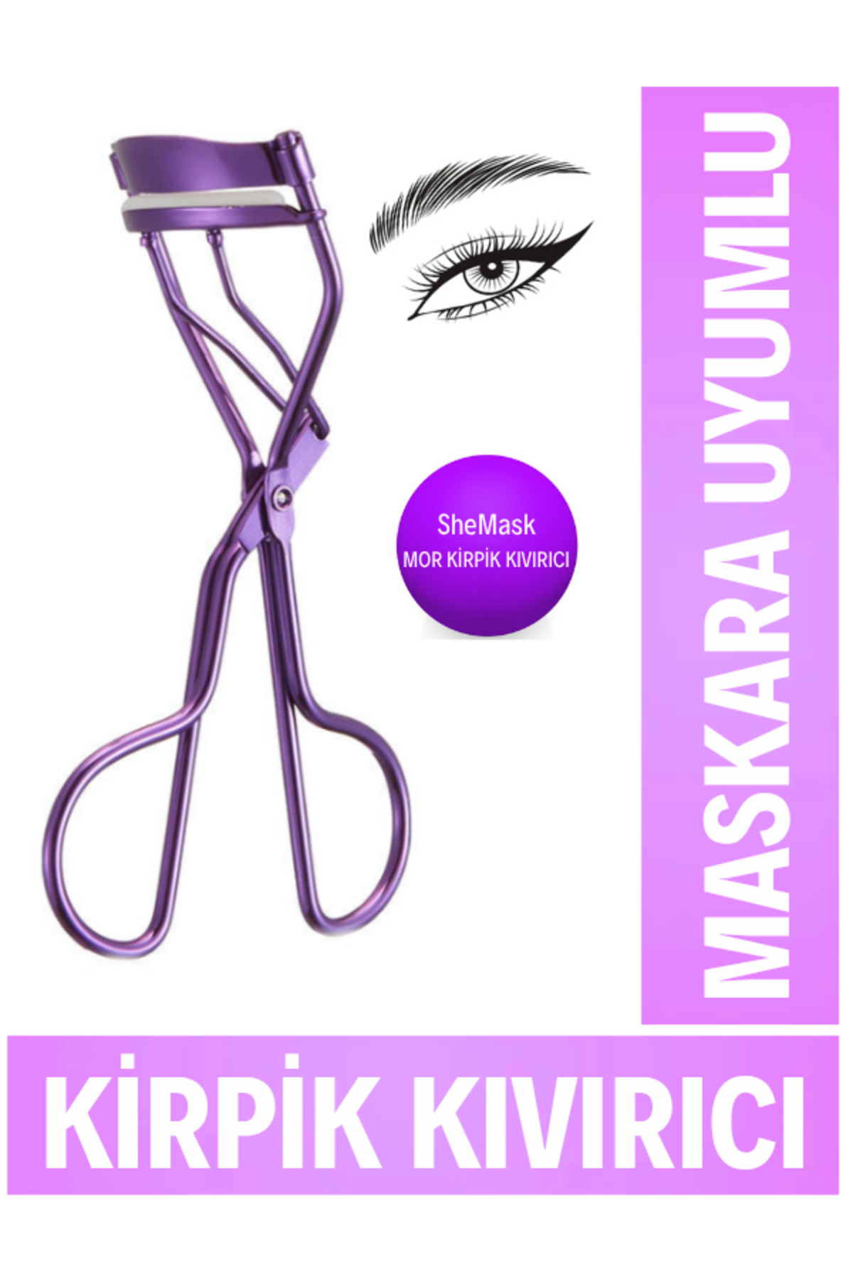 SheMask Kirpik Kıvırıcı & Kirpik Makası – Pro Eyelash Curler Makyaj Maskara Rimel Eyeliner Uyumlu Kirpik Kıvırma Makası