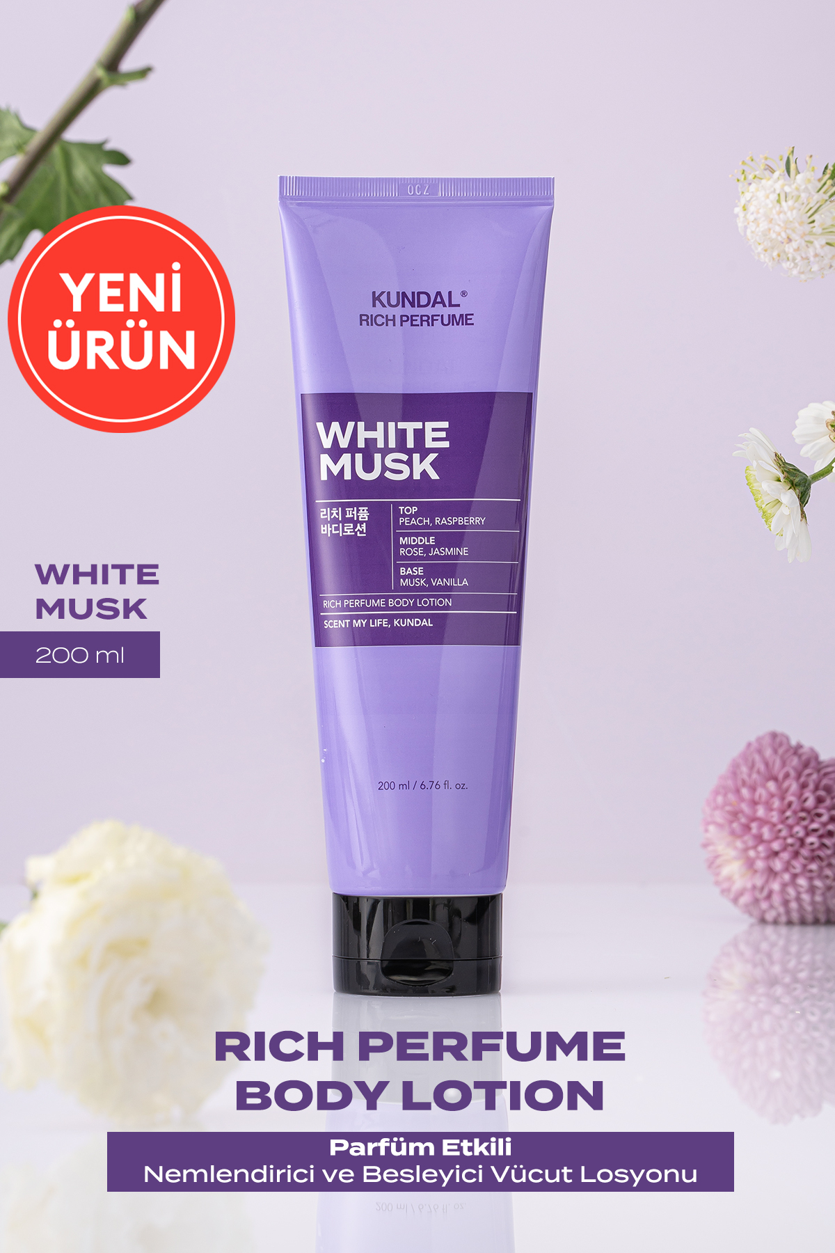 Kundal Parfüm Etkili Nemlendirici&Besleyici Vücut Losyonu Rich Perfume Body Lotion 200ml White Musk
