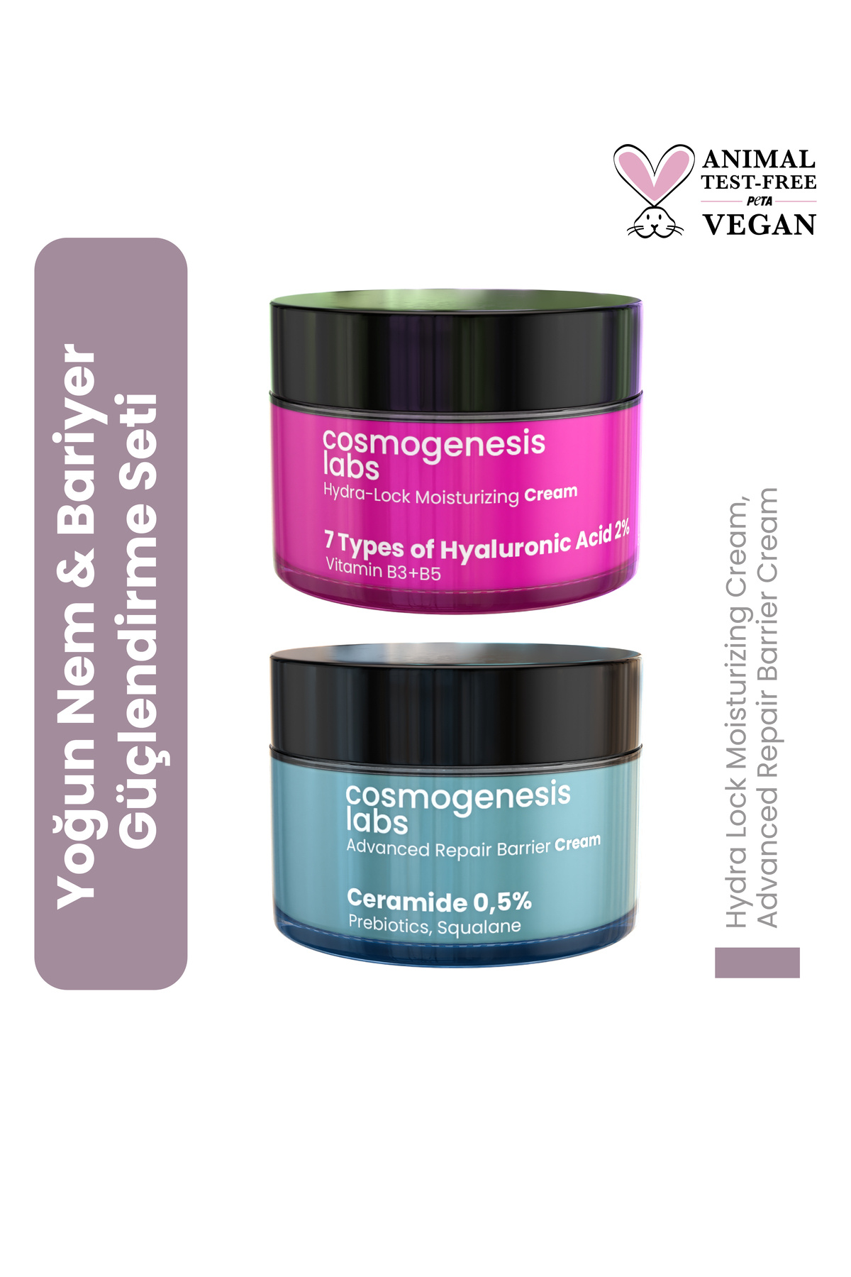 Cosmogenesis Labs Yoğun Nemlendirici ve Bariyer Güçlendirici Cilt Bakım Seti Vegan