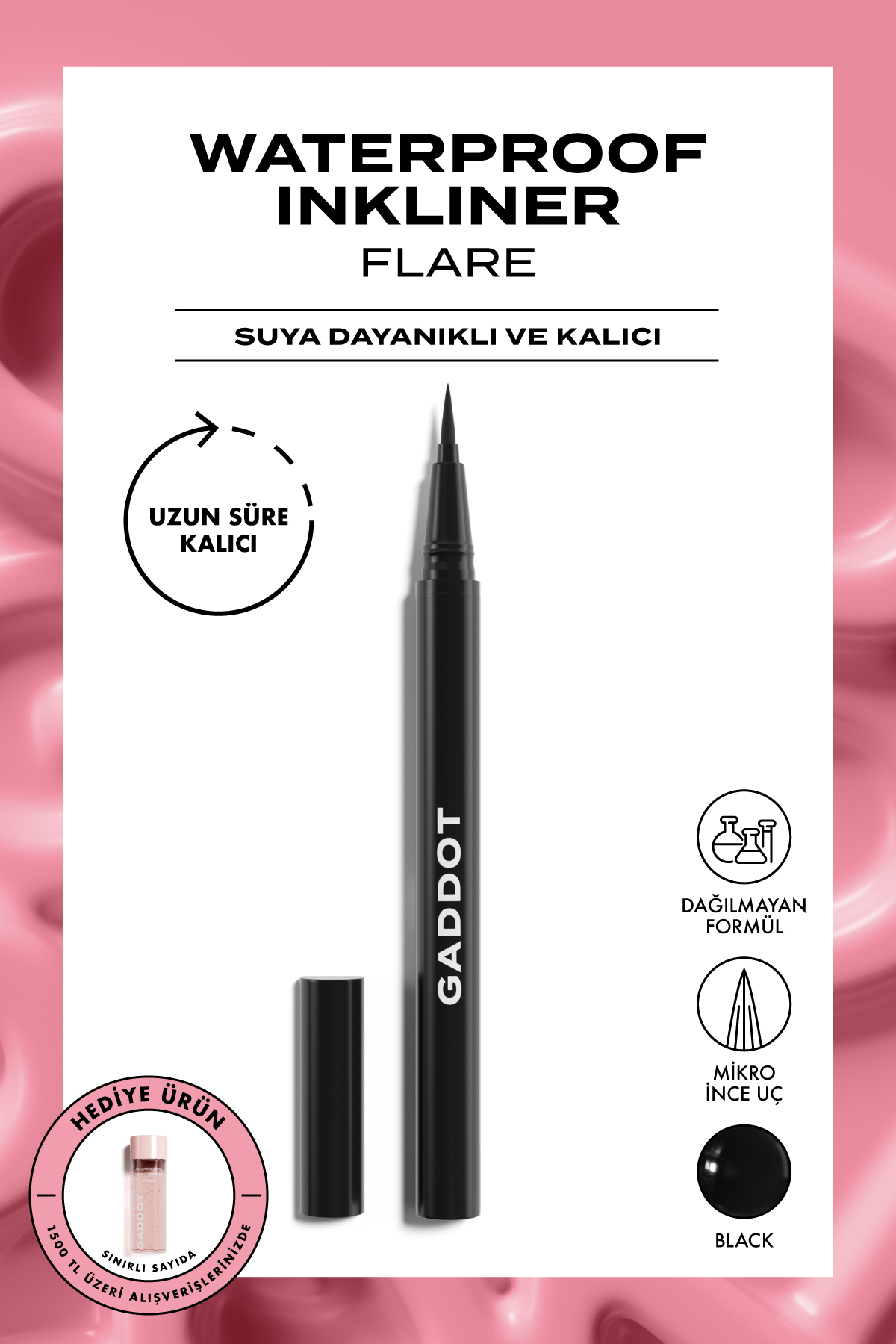 Gaddot Flare - Uzun Süre Kalıcı Siyah Likit Inkliner Eyeliner